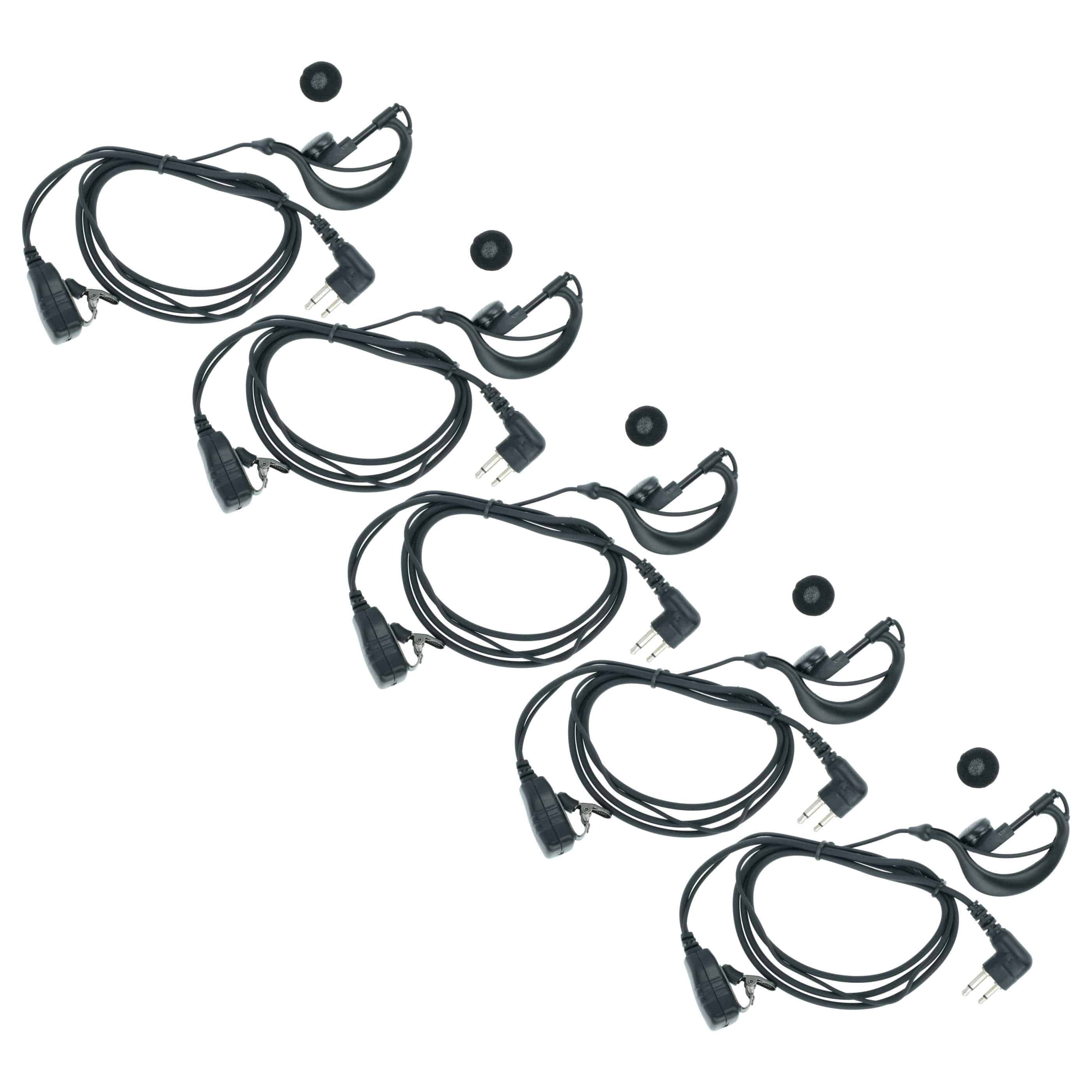5x Security Radio Headset suitable for Motorola GP300 - "Take Call Button", Clip Mount