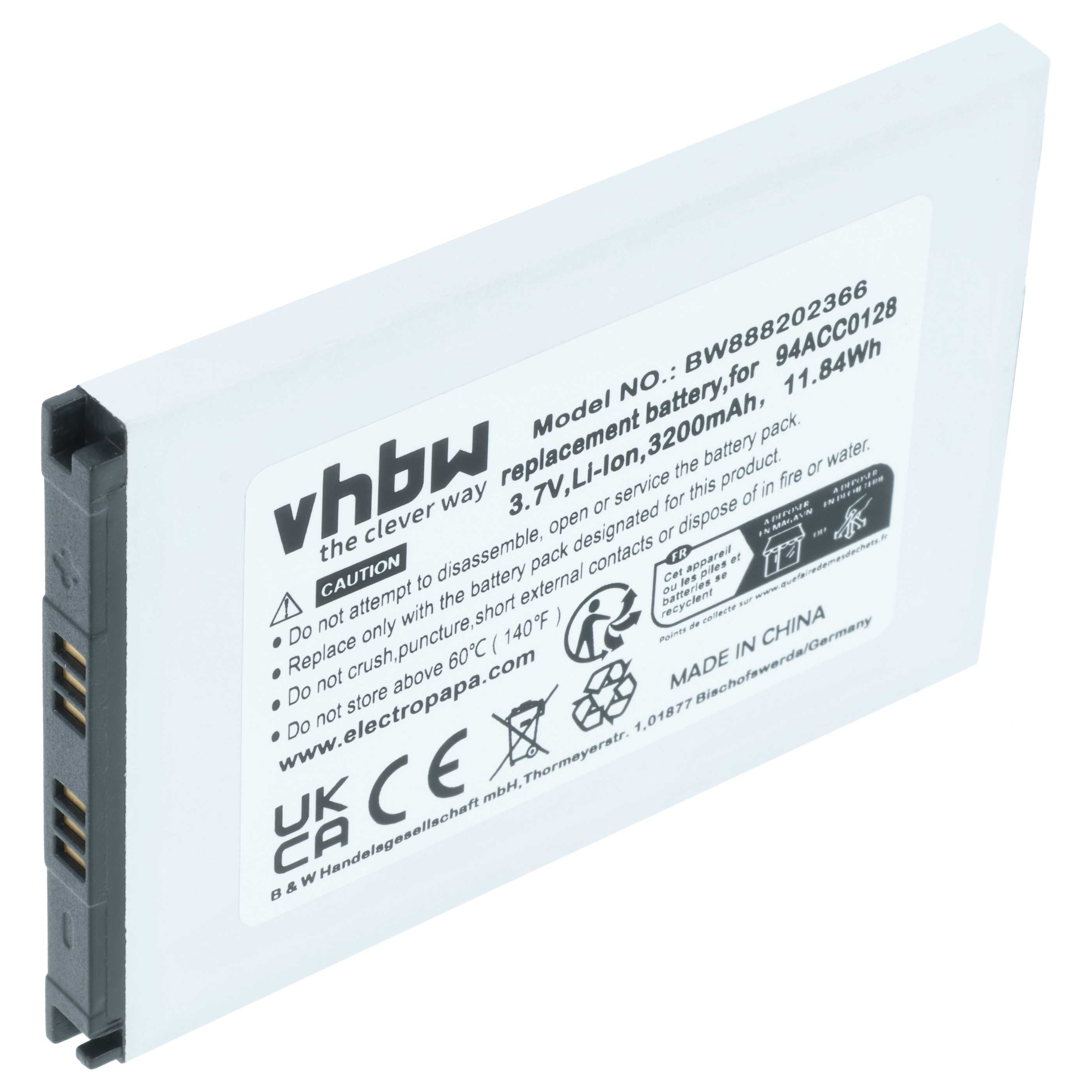 Handheld Computer Battery replaces Datalogic BTDL1, 94ACC0129, 94ACC0128, 3H21-00000491 - 3200mAh, 3.8V