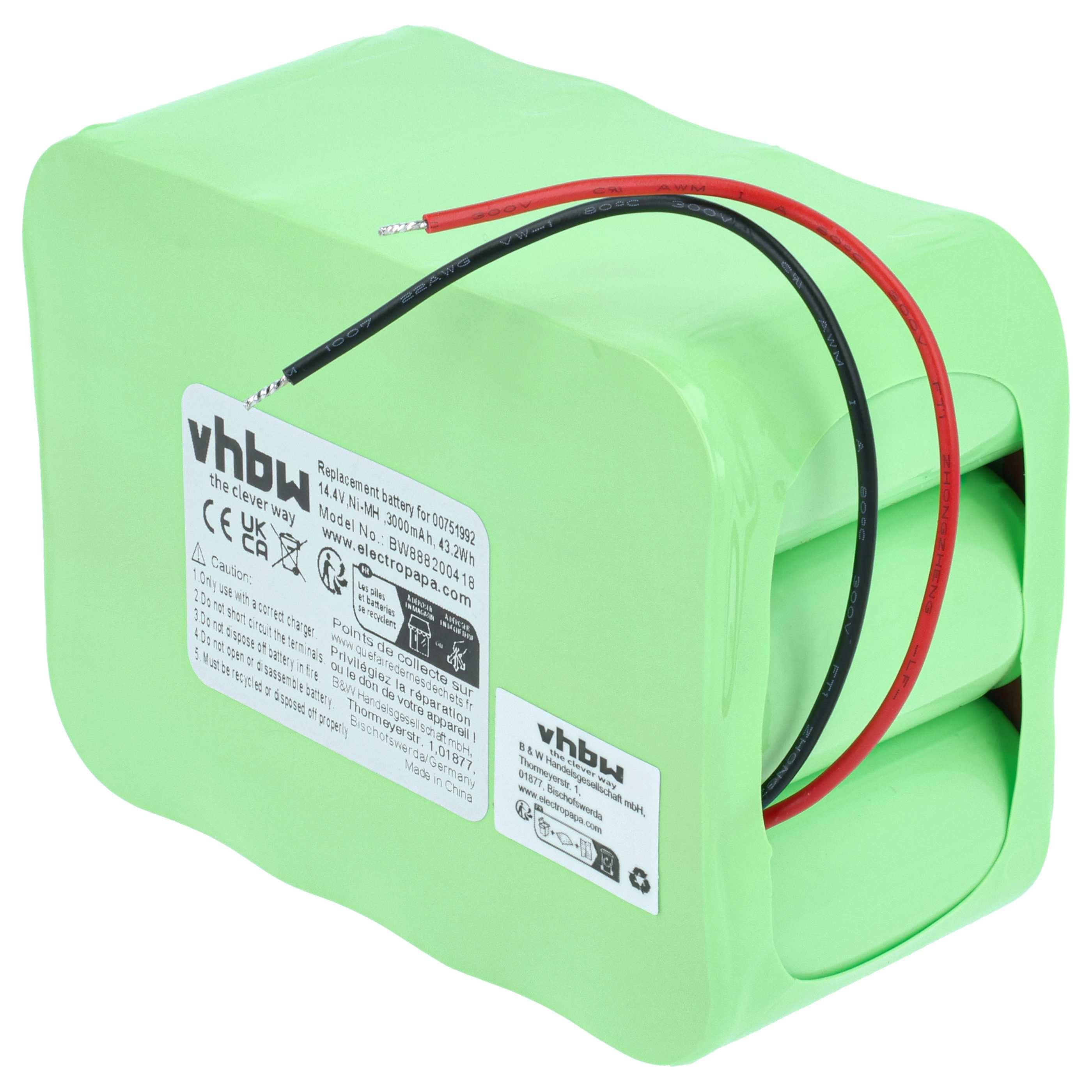 Akku als Ersatz für Bosch GPRHC18SV007, GP180SCHSV12Y2H, FD8901, 00751992 für Bosch - 3000mAh 14,4V NiMH