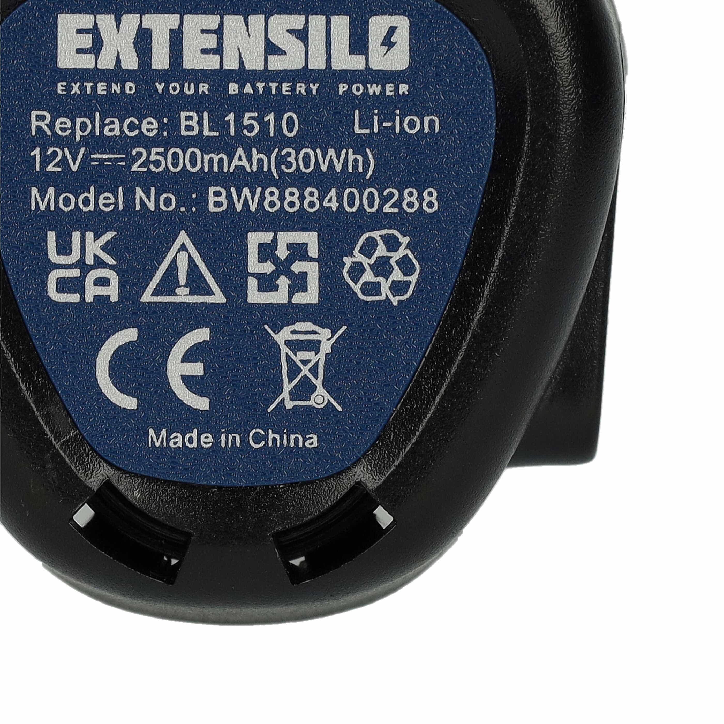 Electric Power Tool Battery Replaces Black & Decker BL1310, BL1110, BL1510, LB12 - 2500 mAh, 12 V, Li-Ion