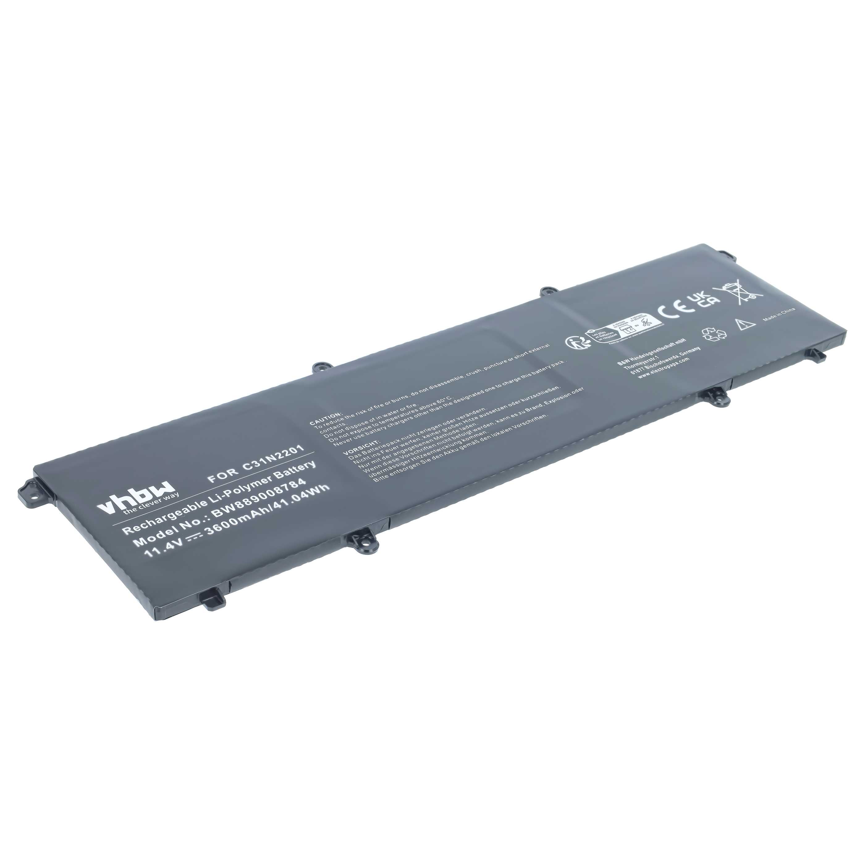 Notebook-Akku als Ersatz für Asus 0B200-04260000, C31N2201 für Asus - 3600mAh 11,4V Li-Polymer