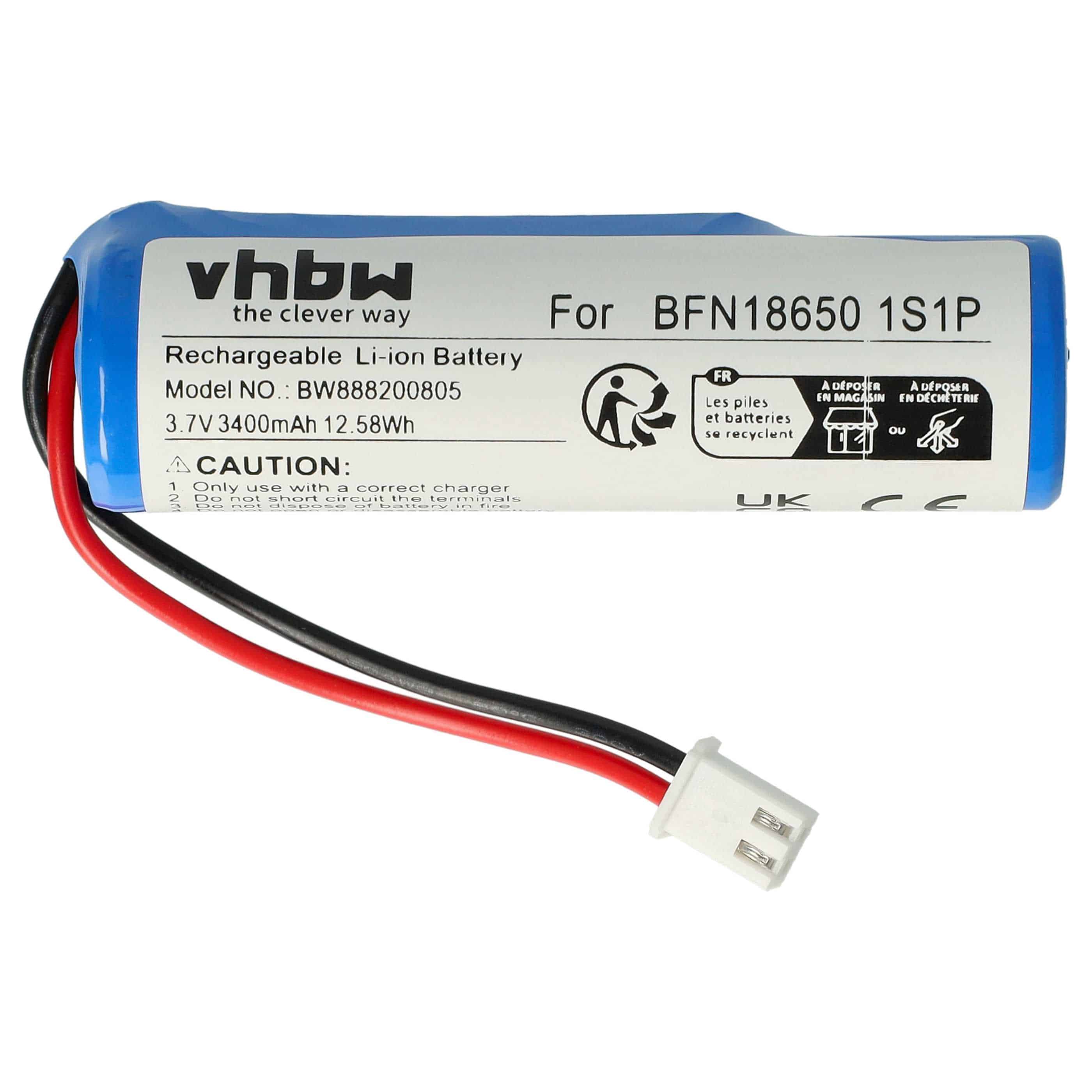 Battery replaces Leifheit BFN18650 1S1P for Leifheit 3400mAh, 3.7V, Li-Ion