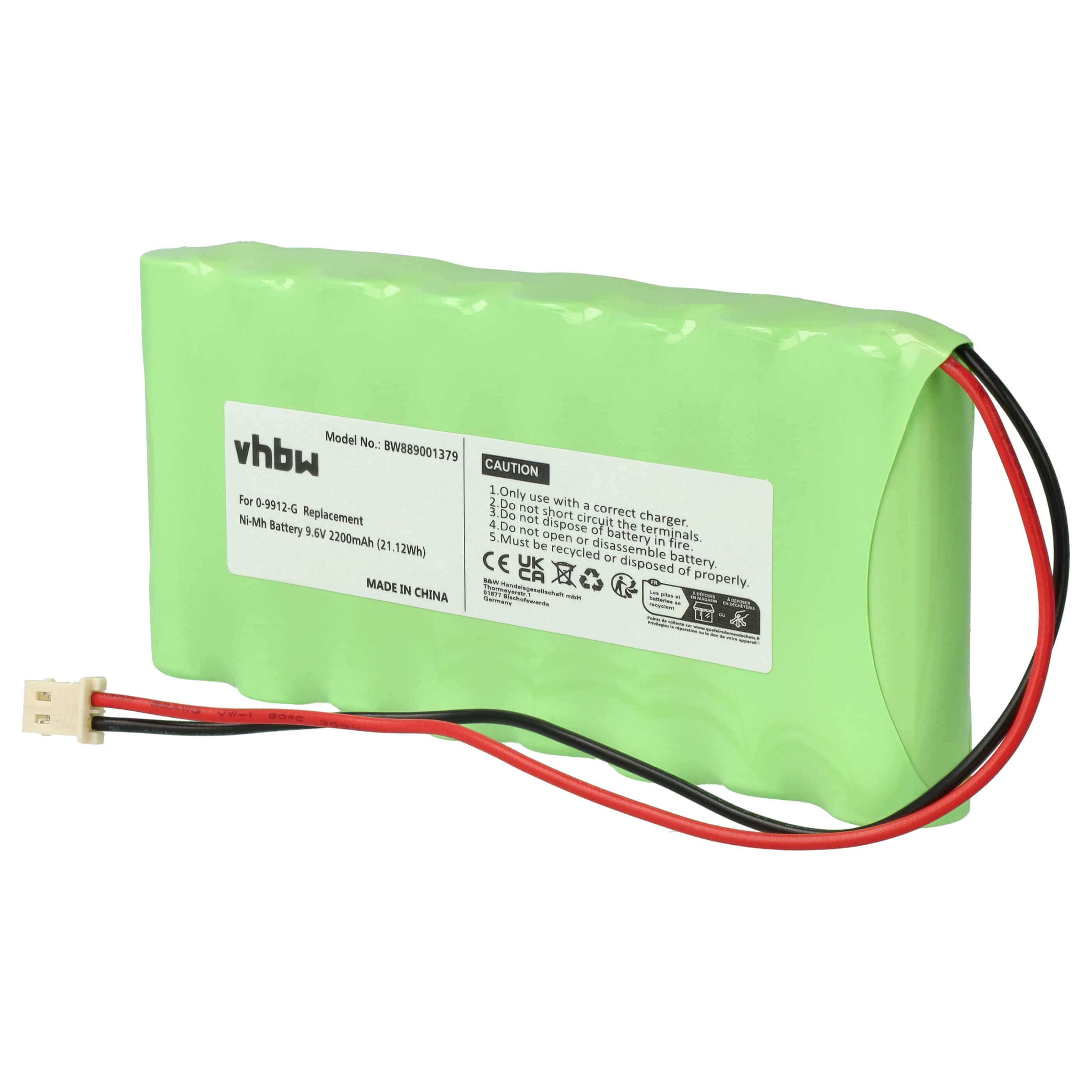 Batterie remplace Visonic 103-300672, 0-9912-G, 100729 pour centrale d'alarme Visonic - 2200mAh 9,6V NiMH