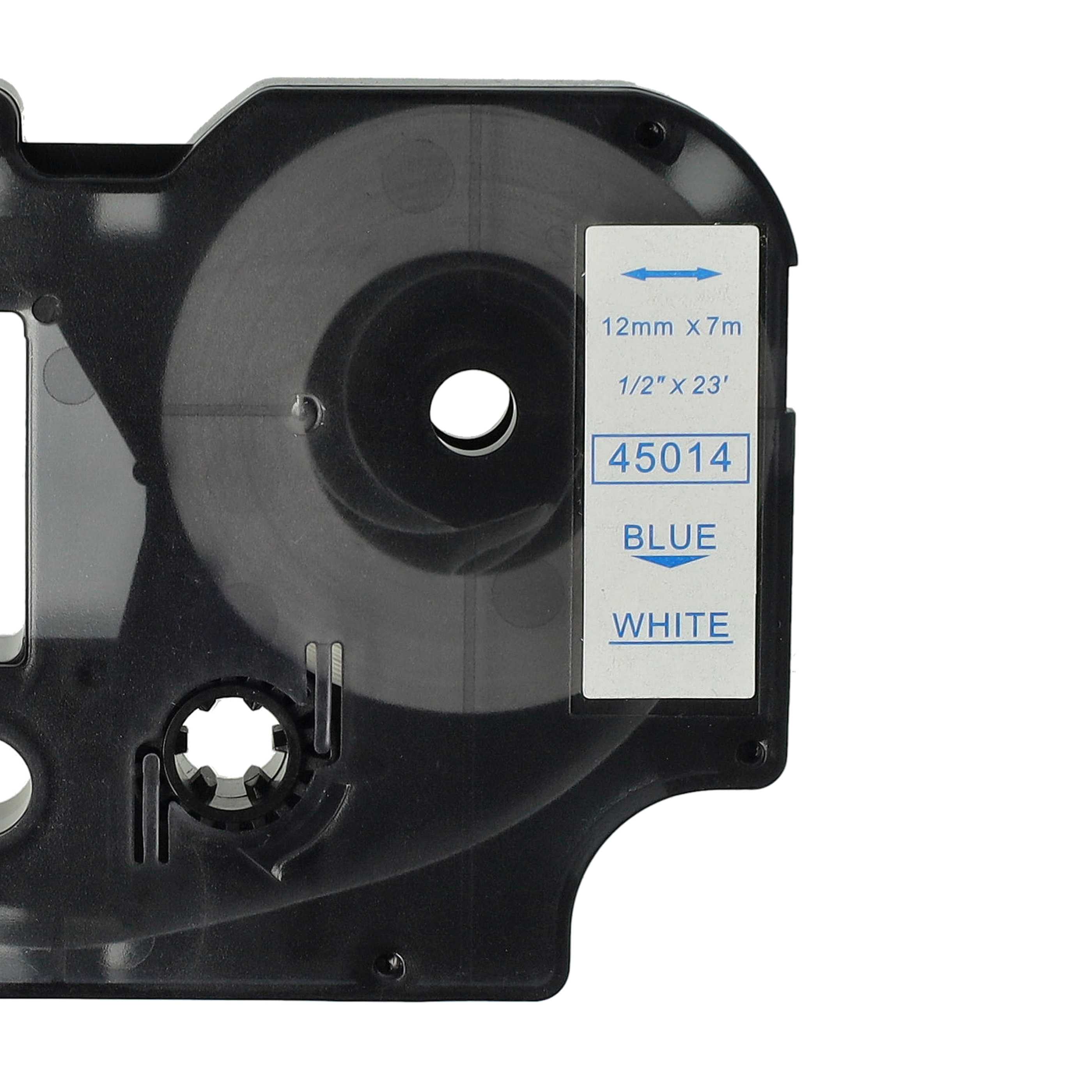 Label Tape replaces Dymo S0720540, D1, 45014 - 12 mm Blue to White