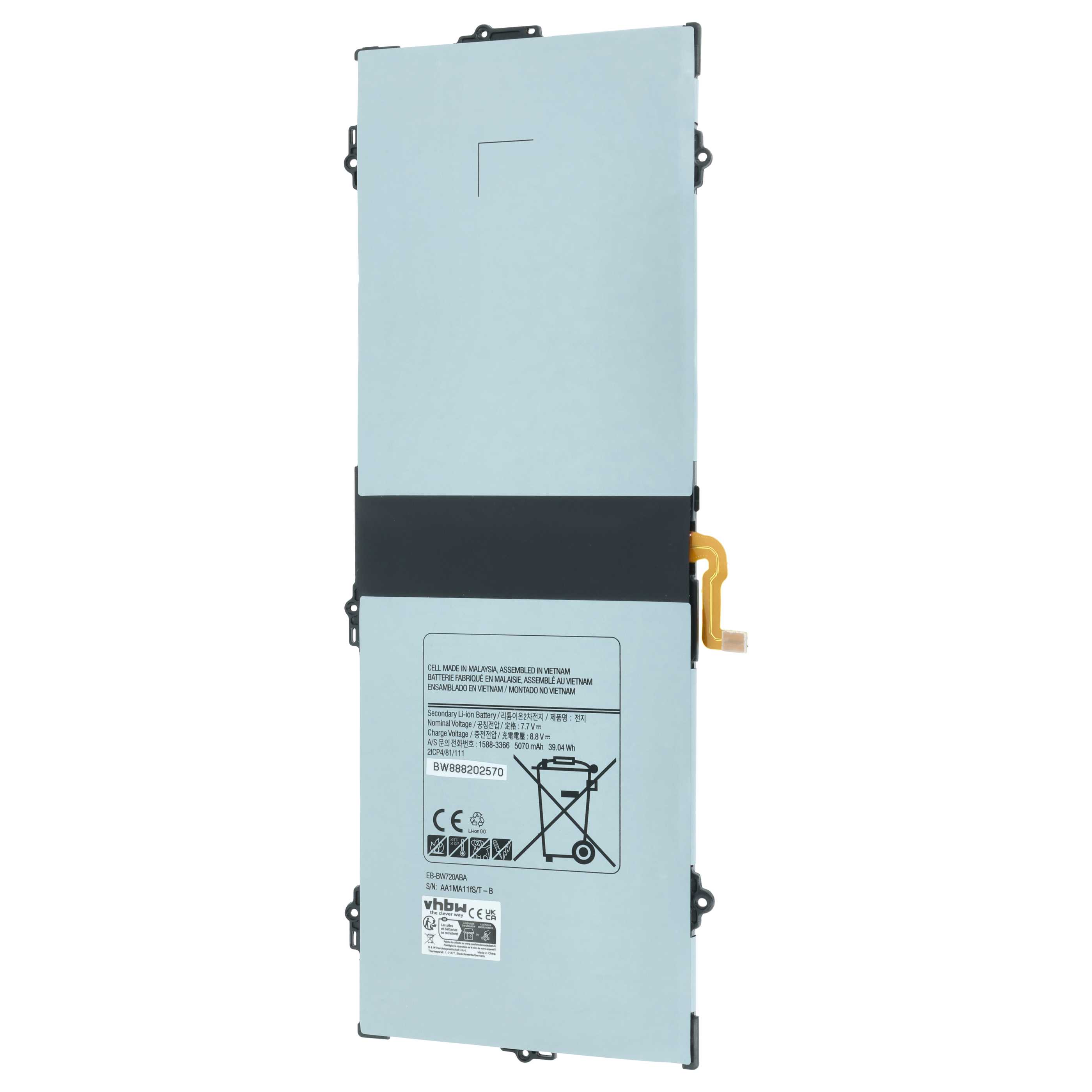 Batteria per tablet sostituisce Samsung AA-PBMN2H0, AA-PBMN2HO, EB-BW720ABA - 5000mAh 7,7V Li-Poly
