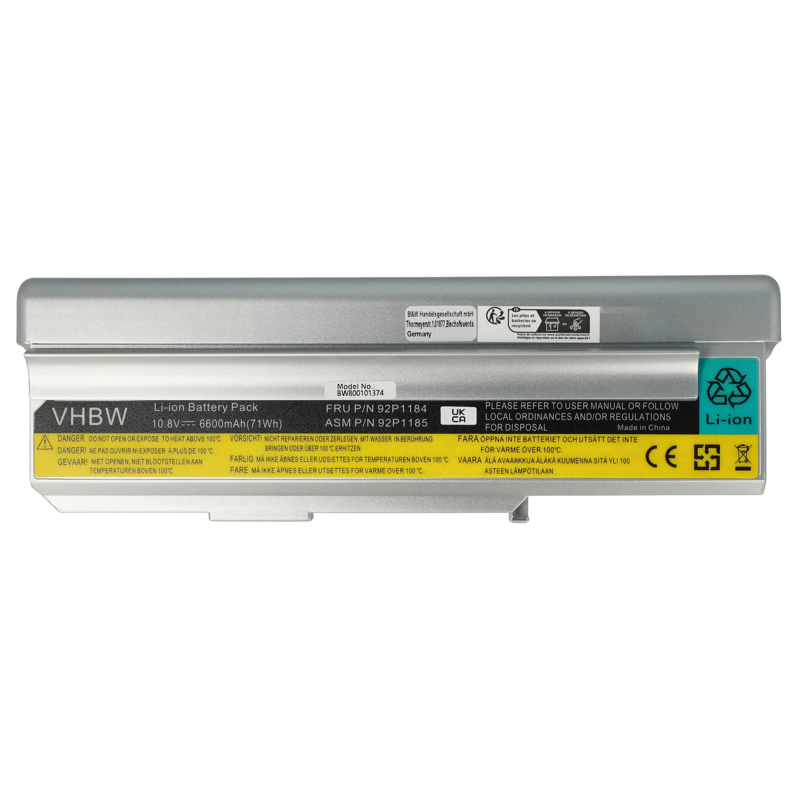 Akumulator do laptopa zamiennik Lenovo 40Y8317, 40Y8322, 40Y8315 - 6600 mAh 10,8 V Li-Ion, srebrny