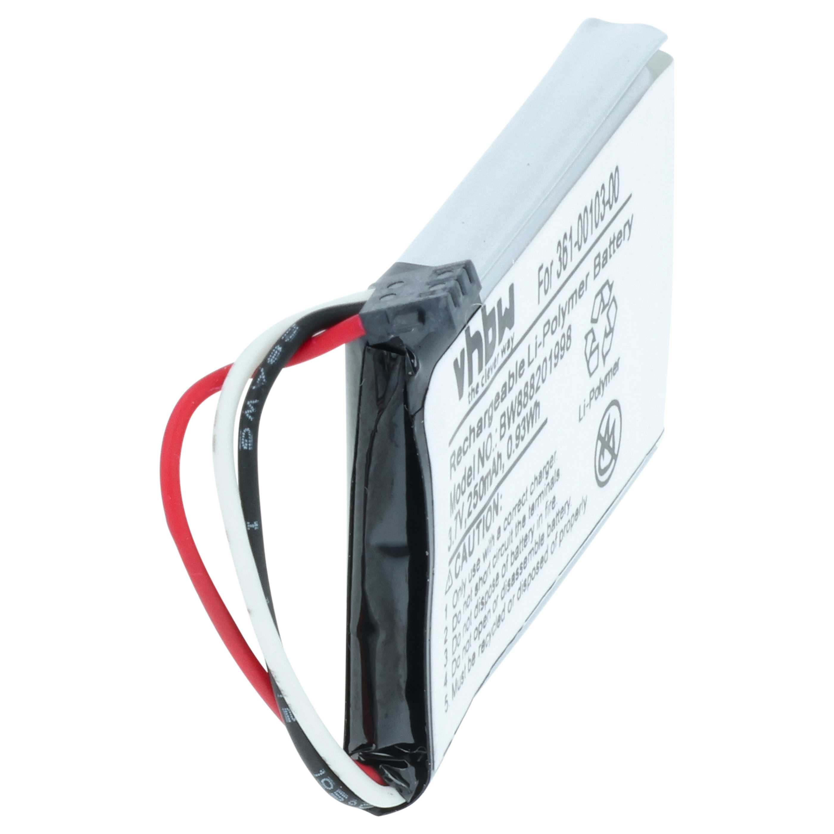 Battery replaces Garmin 361-00103-00 - 250mAh, 3.7V, Li-polymer