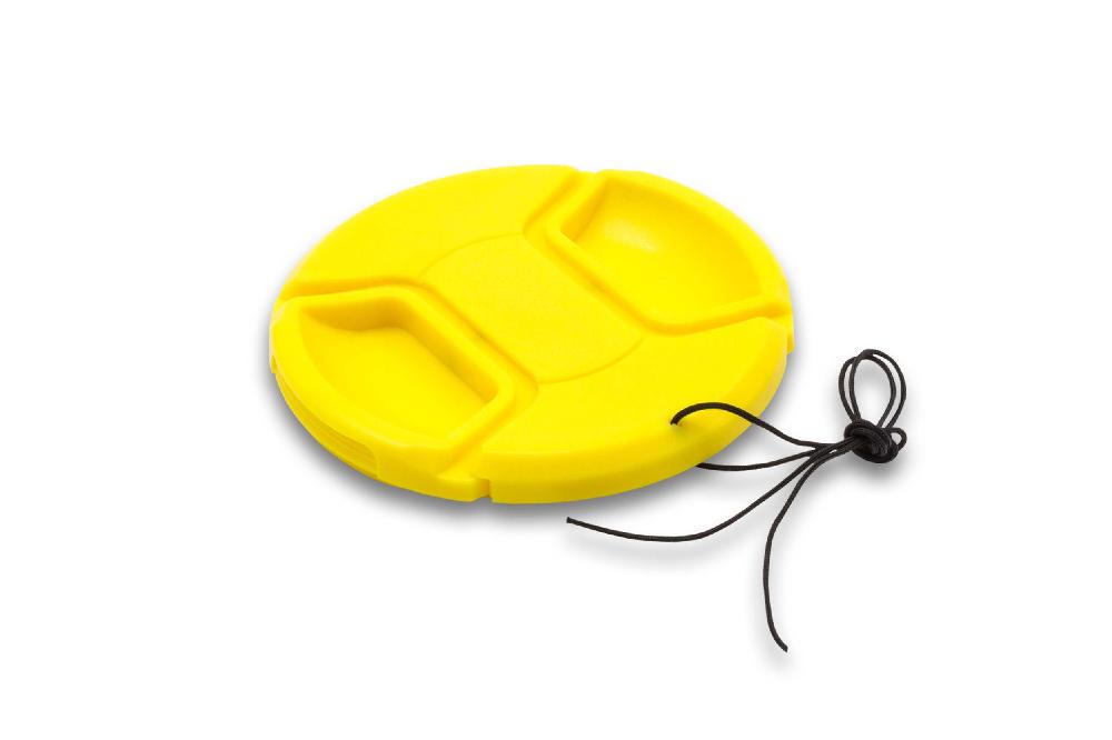 Tapa objetivo 77mm para cámara - Con mango interior, plástico amarillo