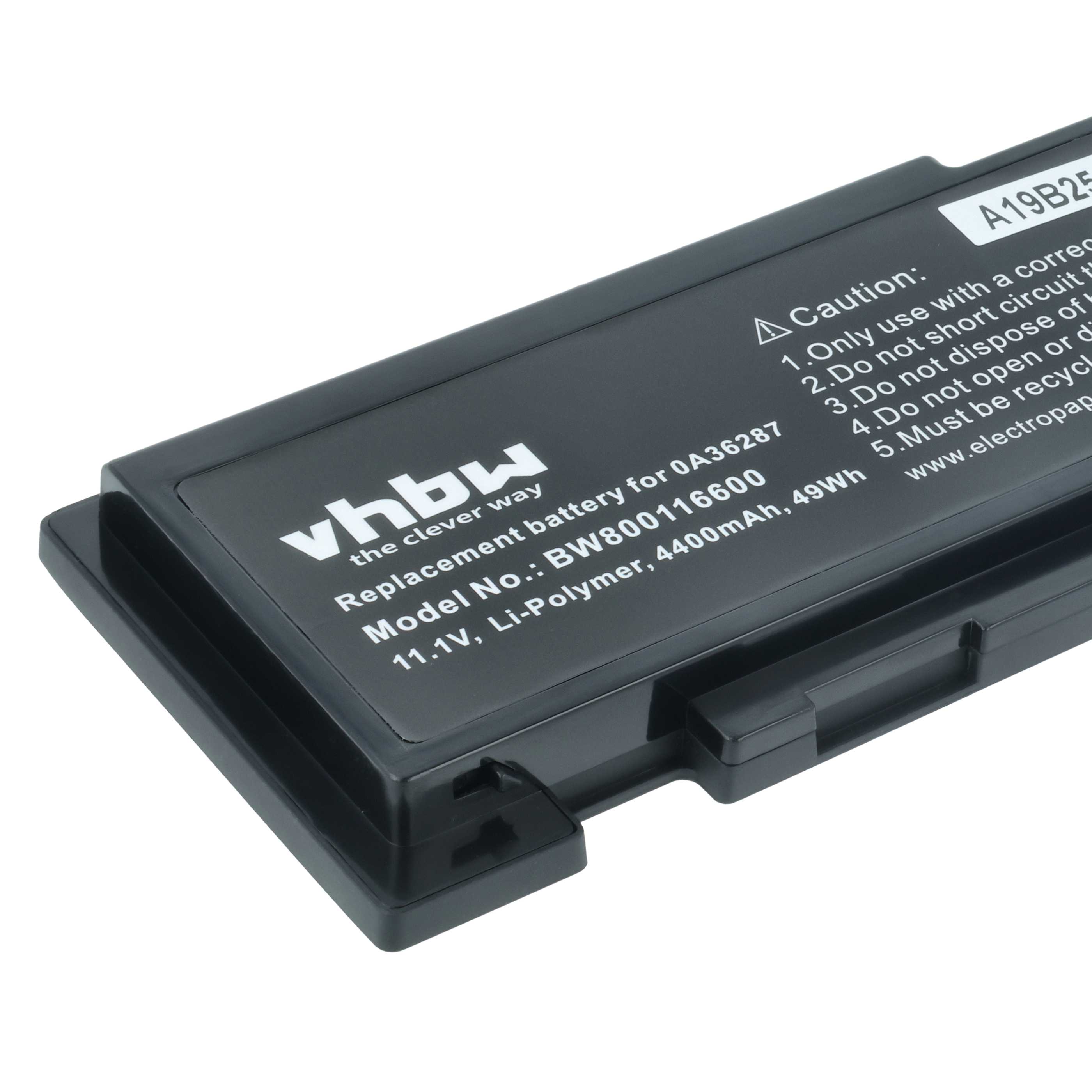 Batteria sostituisce Lenovo 0A36309, 0A36287, 42T4845, 42T4844 per notebook - 4400mAh 11,1V Li-Ion nero