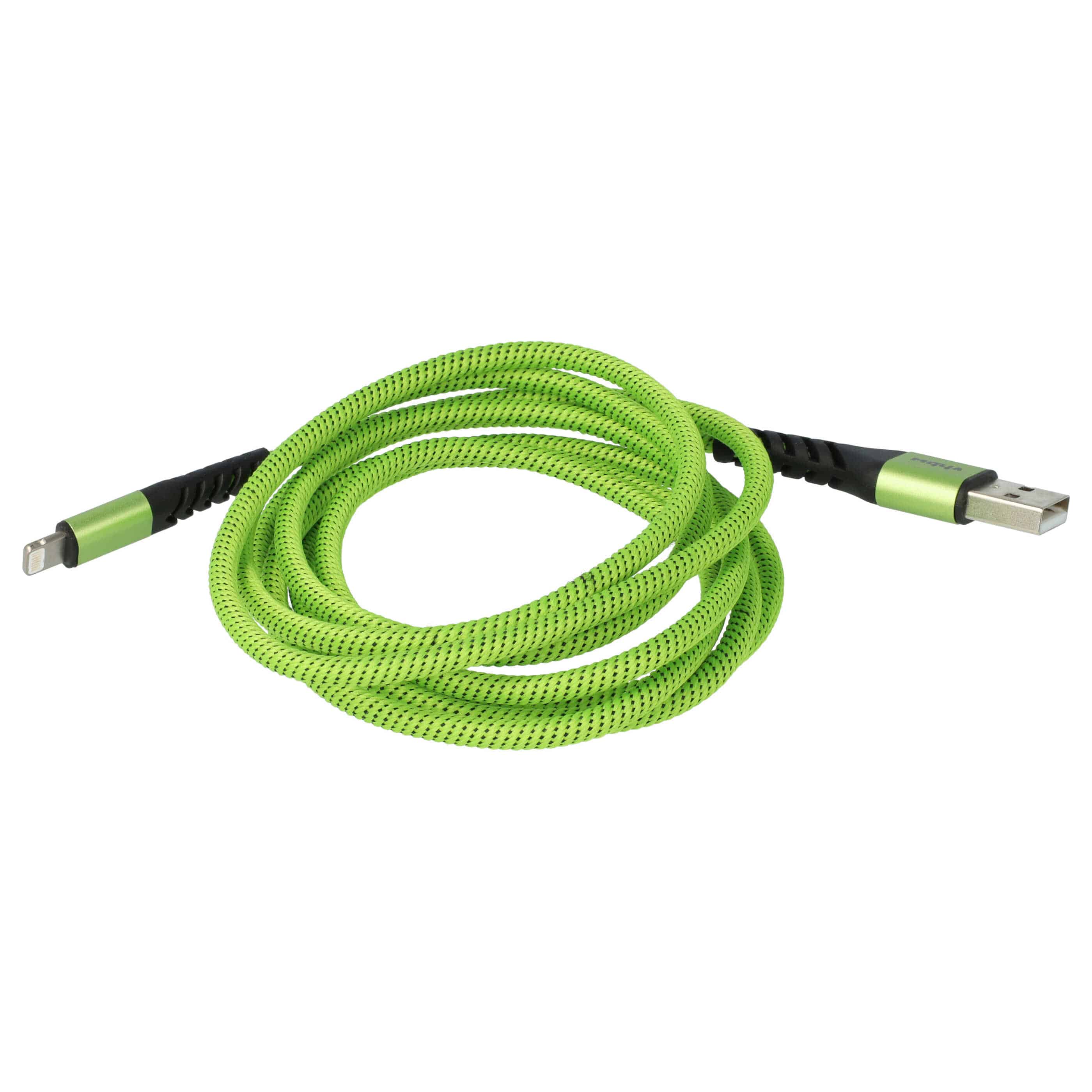 Lightning Kabel auf USB A passend für Apple iOS Geräte - Grün Schwarz, 180cm