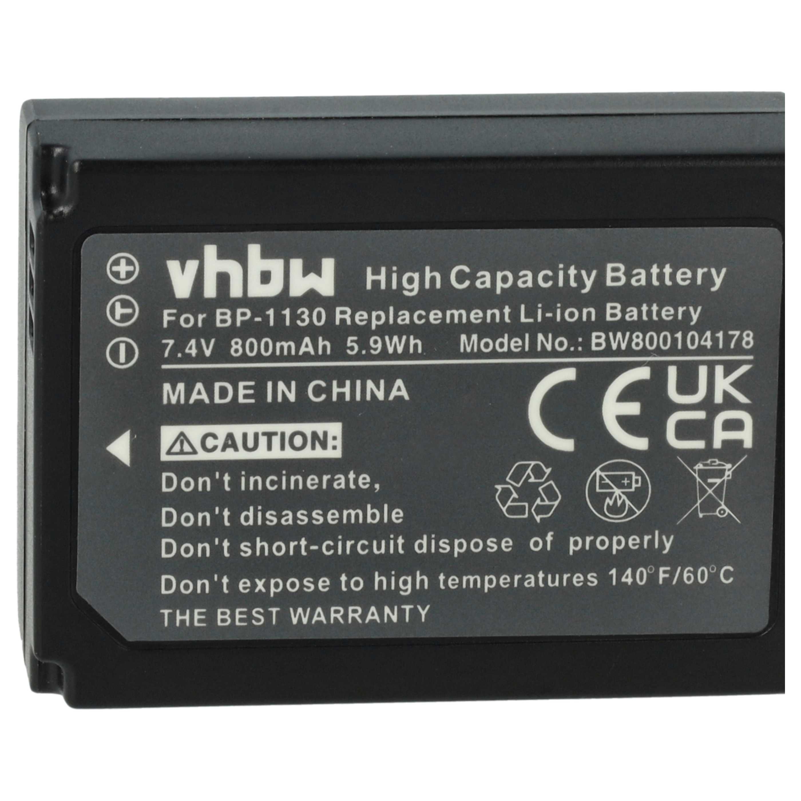 2x Battery replaces Samsung BP-1130, BP1130, ED-BP1130 - 800mAh, 7.4V, Li-Ion
