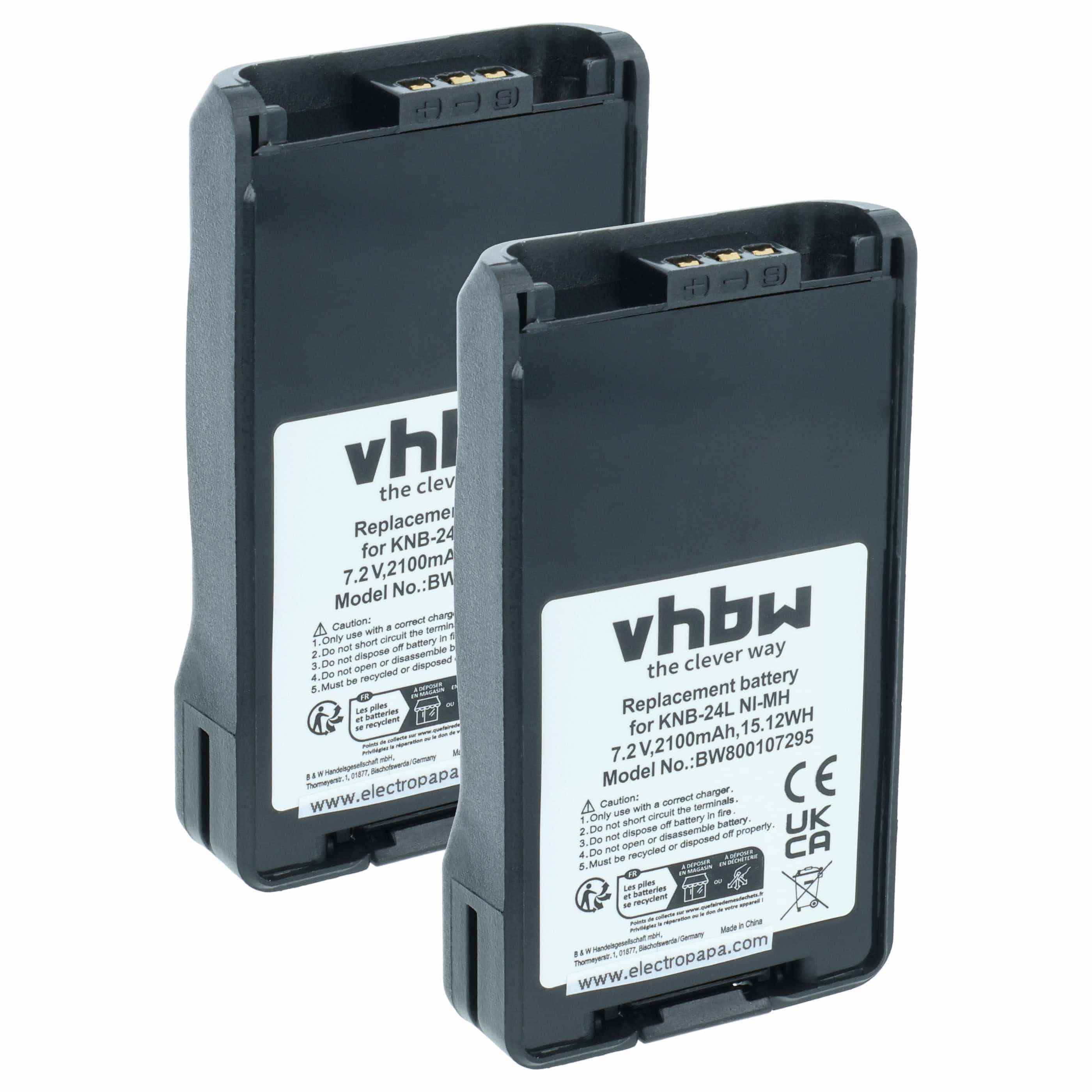 Radio 2x Battery replaces Kenwood KNB-24L, KNB-24LX, KNB-25A, KNB-24, KNB-24Li, KNB-25 - 2100 mAh 7.2 V NiMH