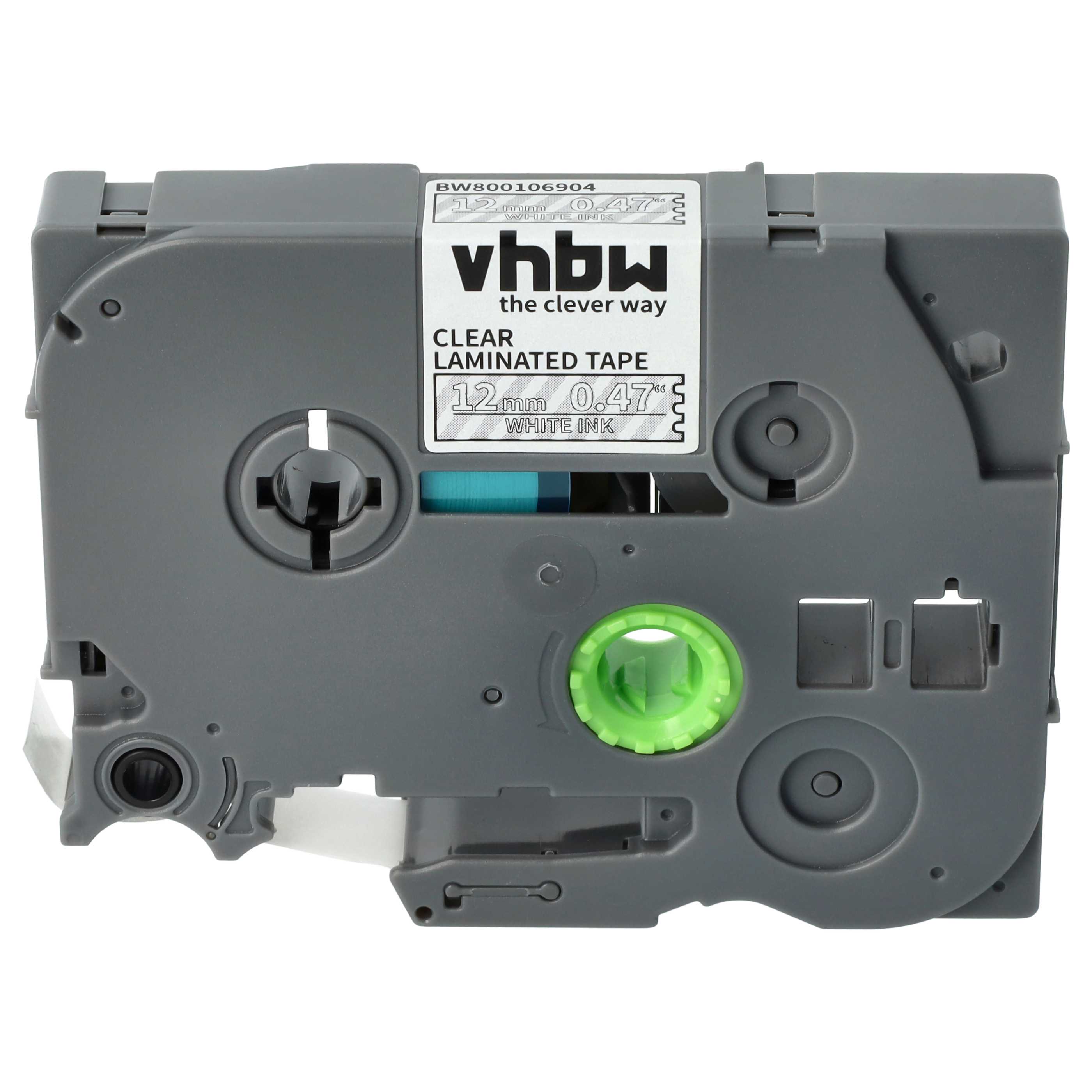 5x Label Tape replaces Brother TZ-135, TZE-135 - 12 mm White to Transparent