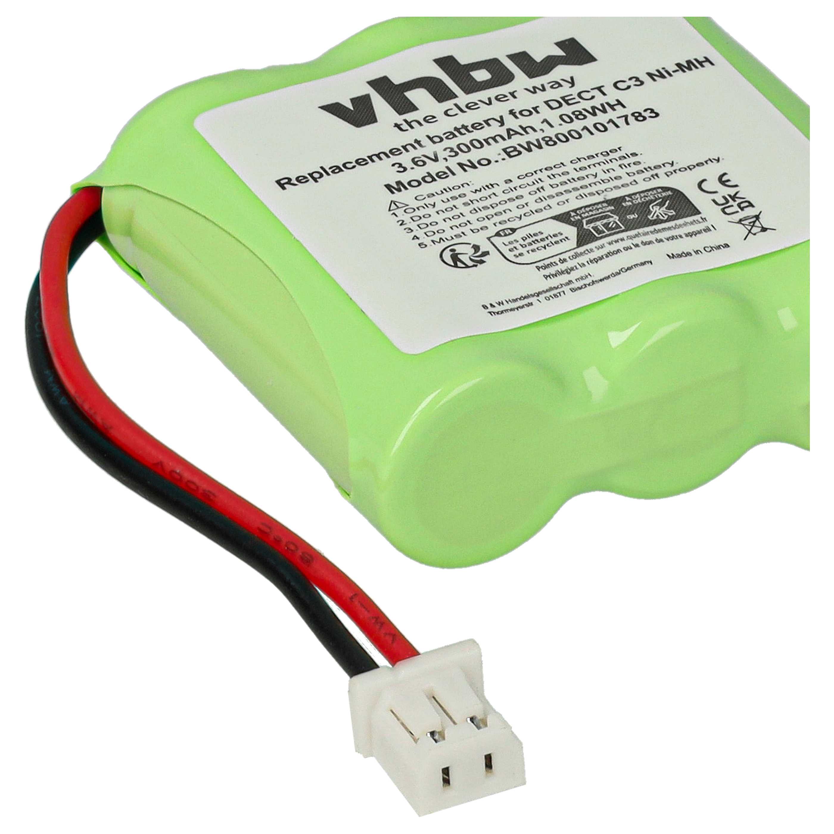 Batterie remplace Sagem T302, RPD4829, 30AAM3BMX pour téléphone Sagem - 300mAh 3,6V NiMH