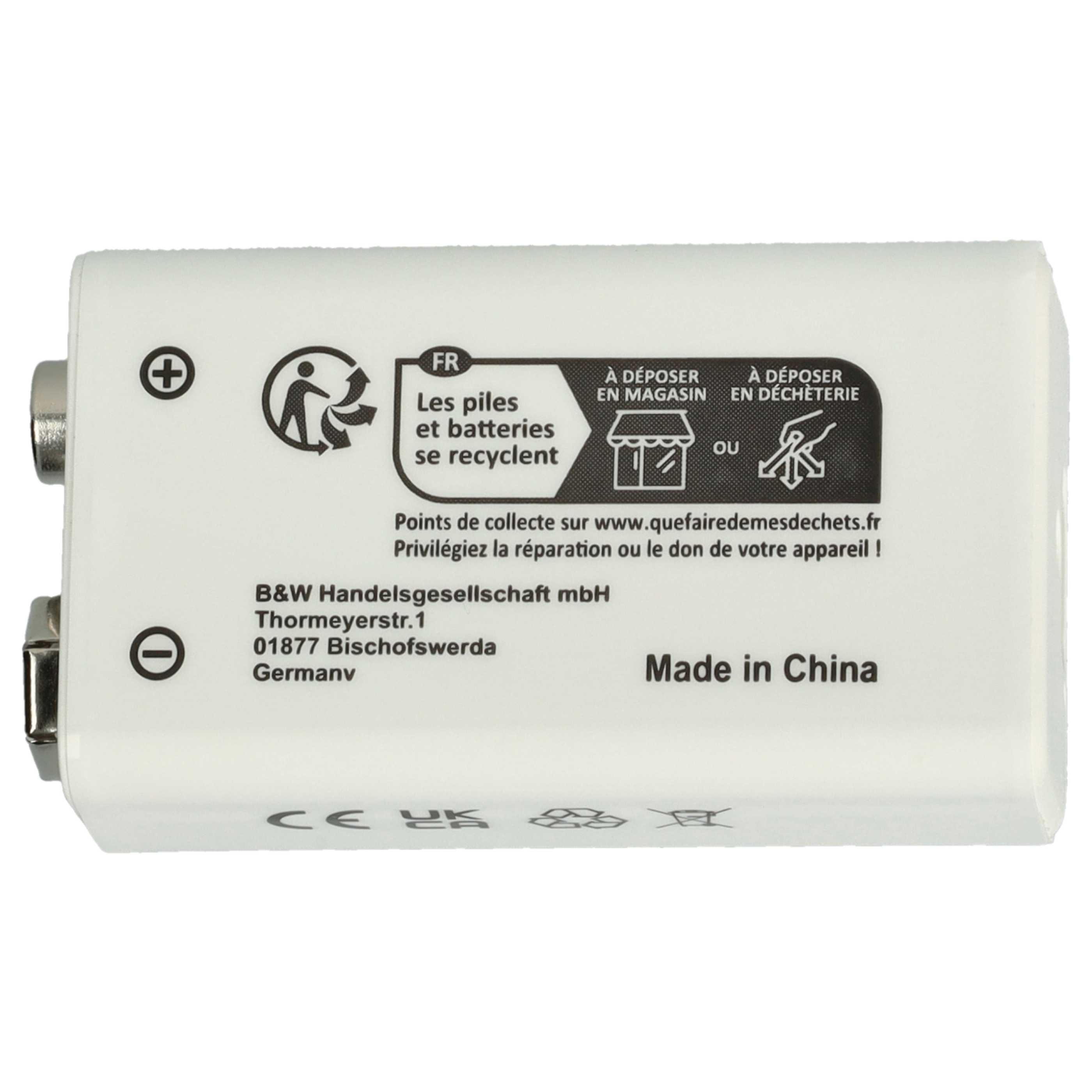3x Piles bloc 9V remplace Daitem BATV13 pour alarmes et divers appareils - 1Ah 9V Li-ion