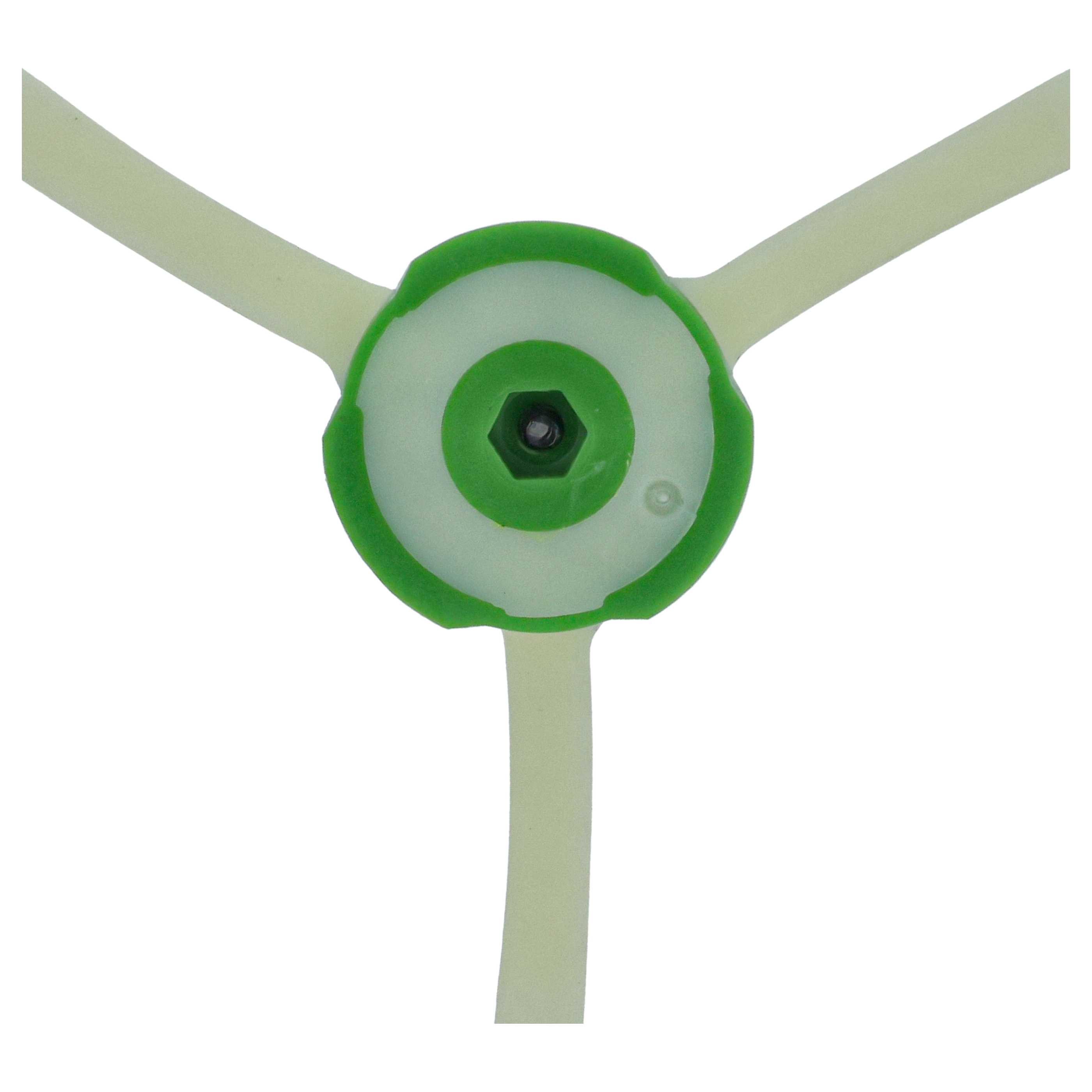3x Side Brush suitable for iRobot Roomba E5, E6, E7, i7 Robot Vacuum Cleaner - 3-armed, white, green