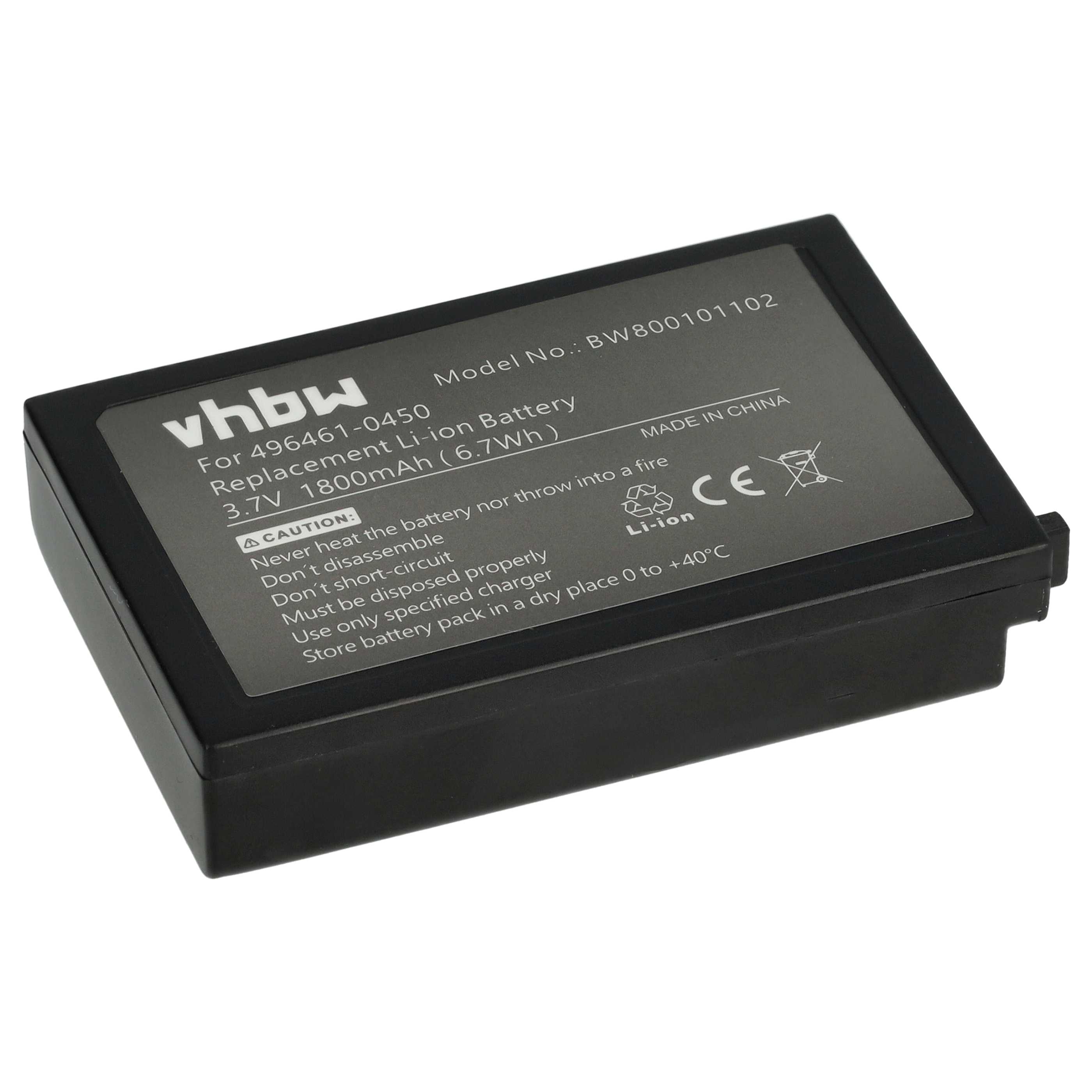 Batería reemplaza BT-20L, 496461-0450, 496466-1130 para escáner código de barras (1800 mAh, 3,7 V, Li-Ion)