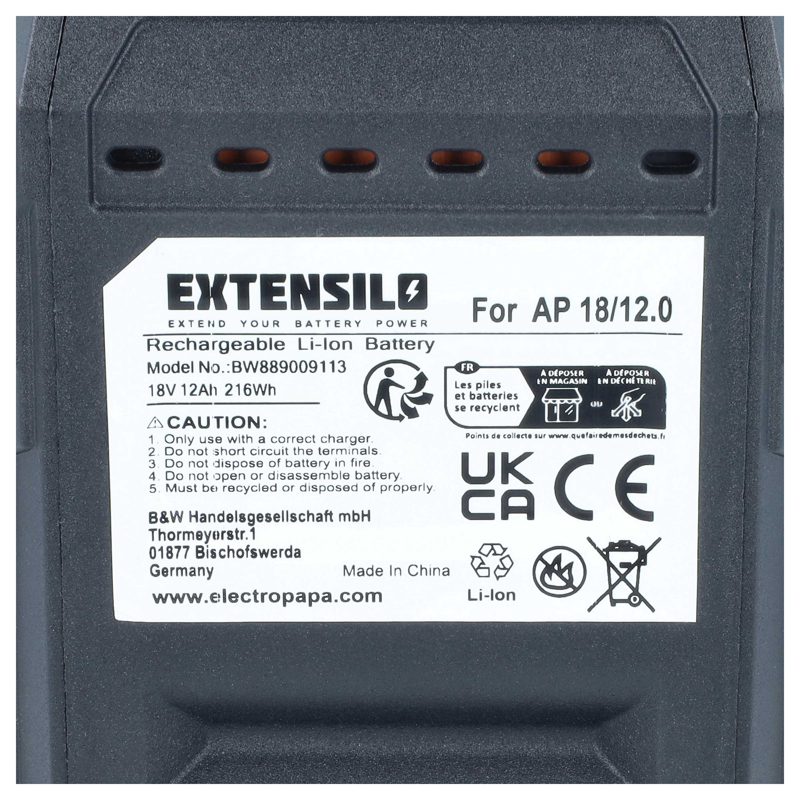 Akku 18V passend für Flex AP18/12.0 - 12Ah, Li-Ion