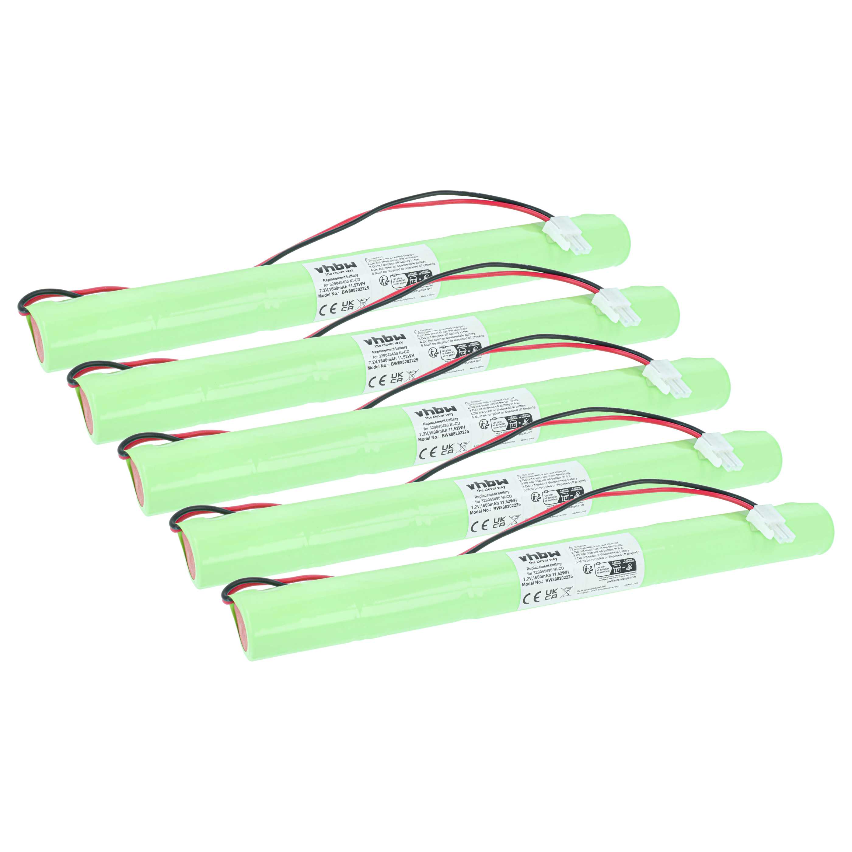 5x Akumulator do oświetlenia awaryjnego zamiennik BAES 329045490 - 1600 mAh 7,2 V NiCd