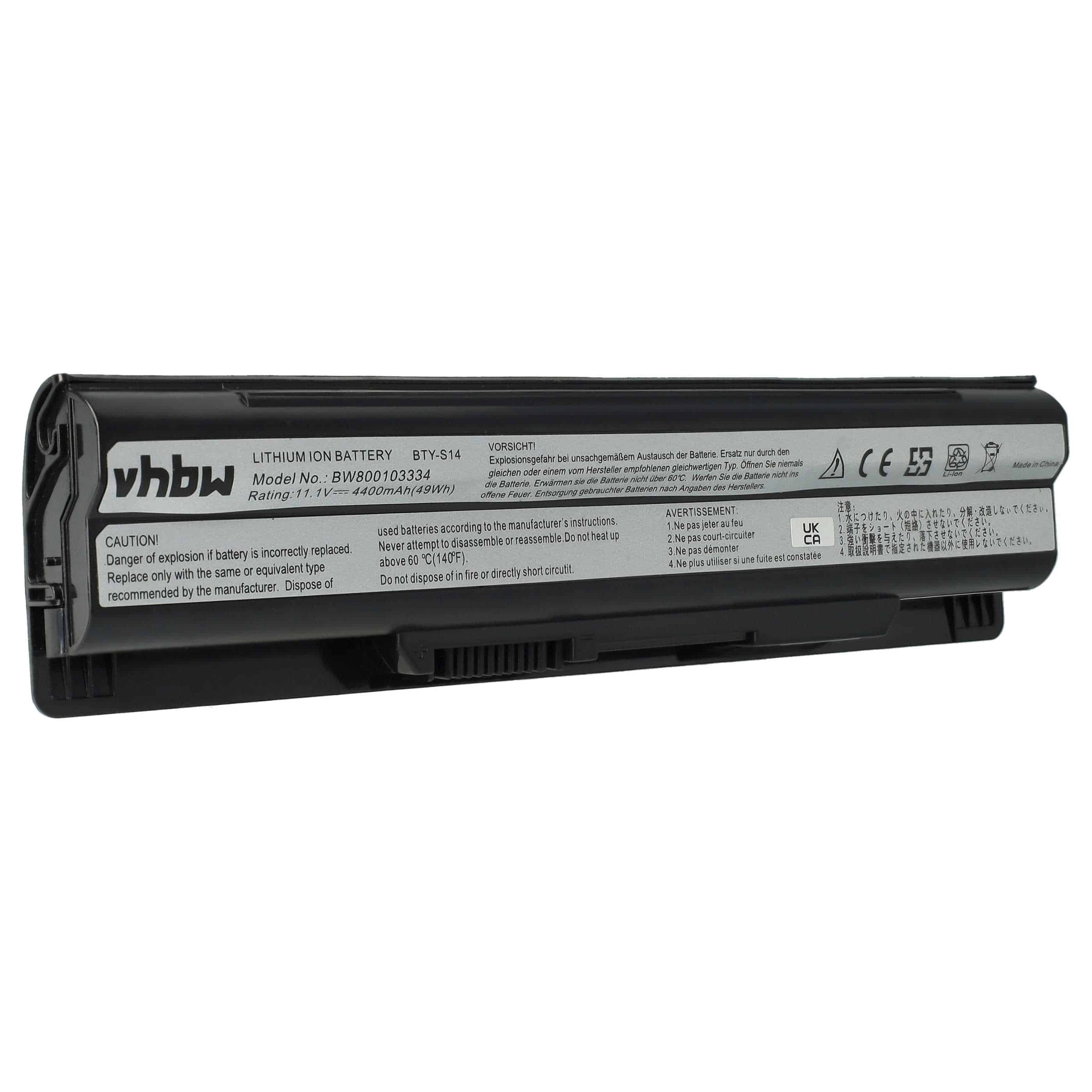 Notebook Battery Replacement for Medion BTY-S14, 40029150, 40029231, 40029683 - 4400 mAh 11.1 V Li-Ion, black