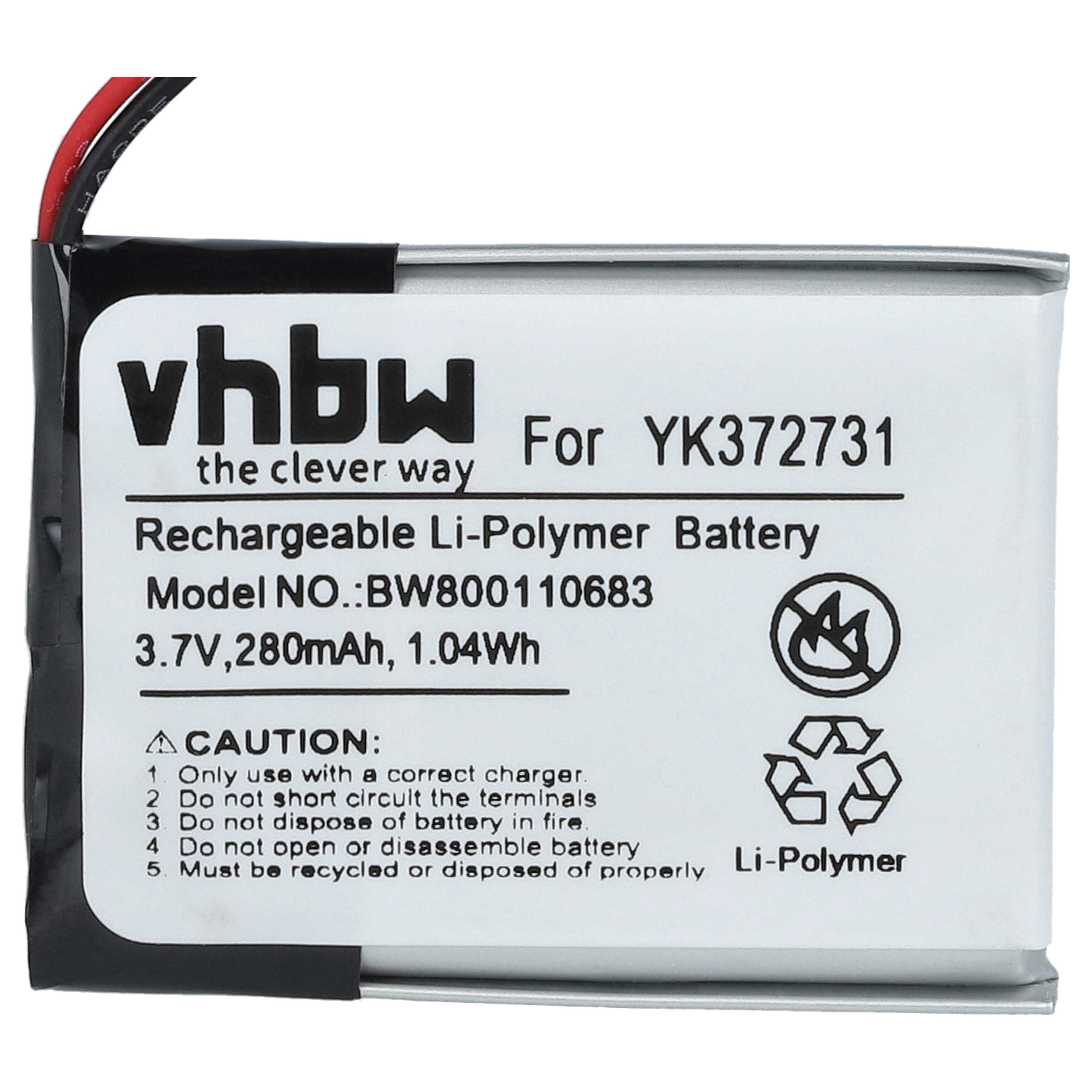 Akumulator do nawigacji GPS zamiennik Golf Buddy YK372731, PL482730 - 280 mAh 3,7 V LiPo