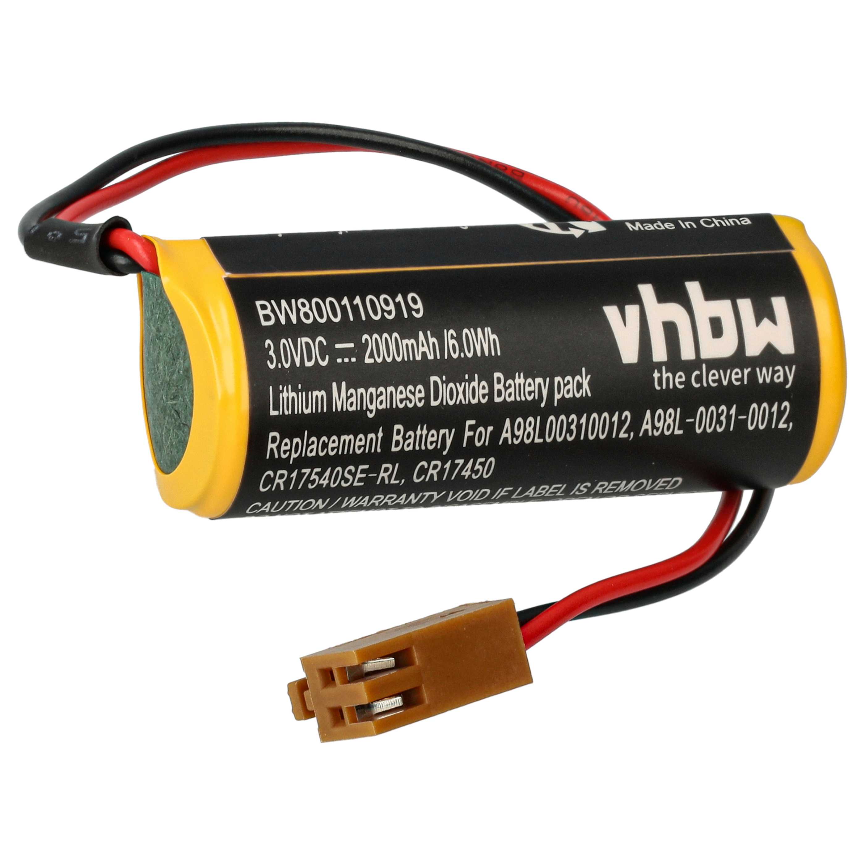 Batería reemplaza FDK CR8-LHC para controlador (2000 mAh, 3 V, Li-MnO2)