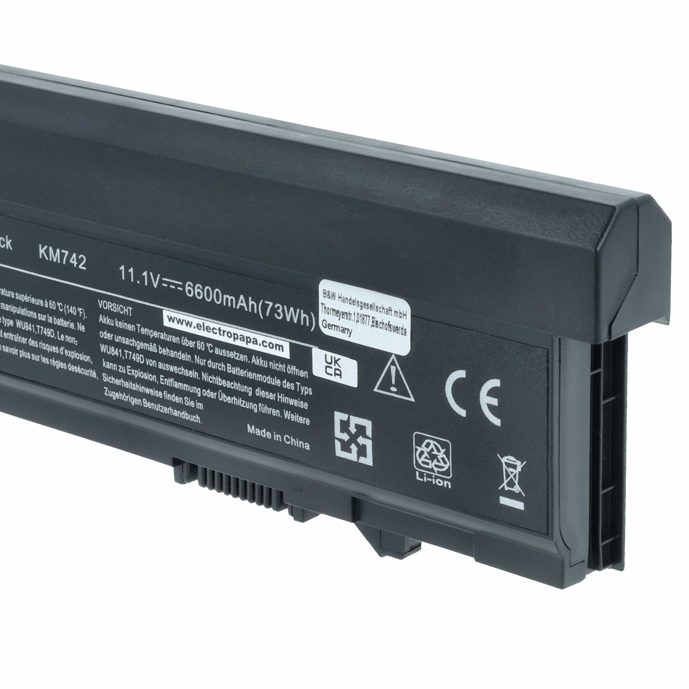 Akumulator do laptopa zamiennik Dell KM668, 312-0762, 312-0769, 451-10616 - 6600 mAh 11,1 V Li-Ion, czarny