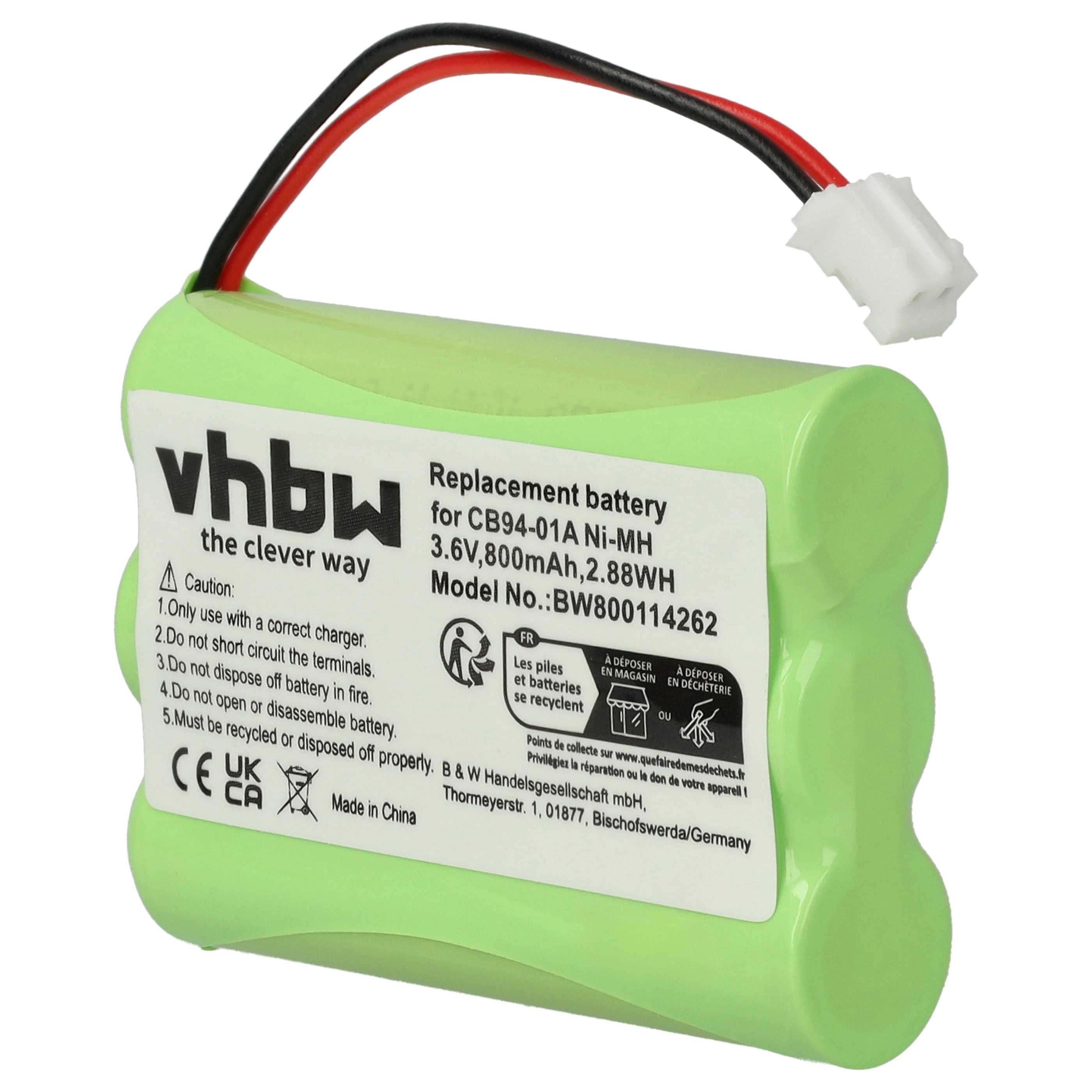 Batterie remplace Motorola CB94-01A, TFL3X44AAA900 pour moniteur bébé Oricom - 800mAh 3,6V NiMH