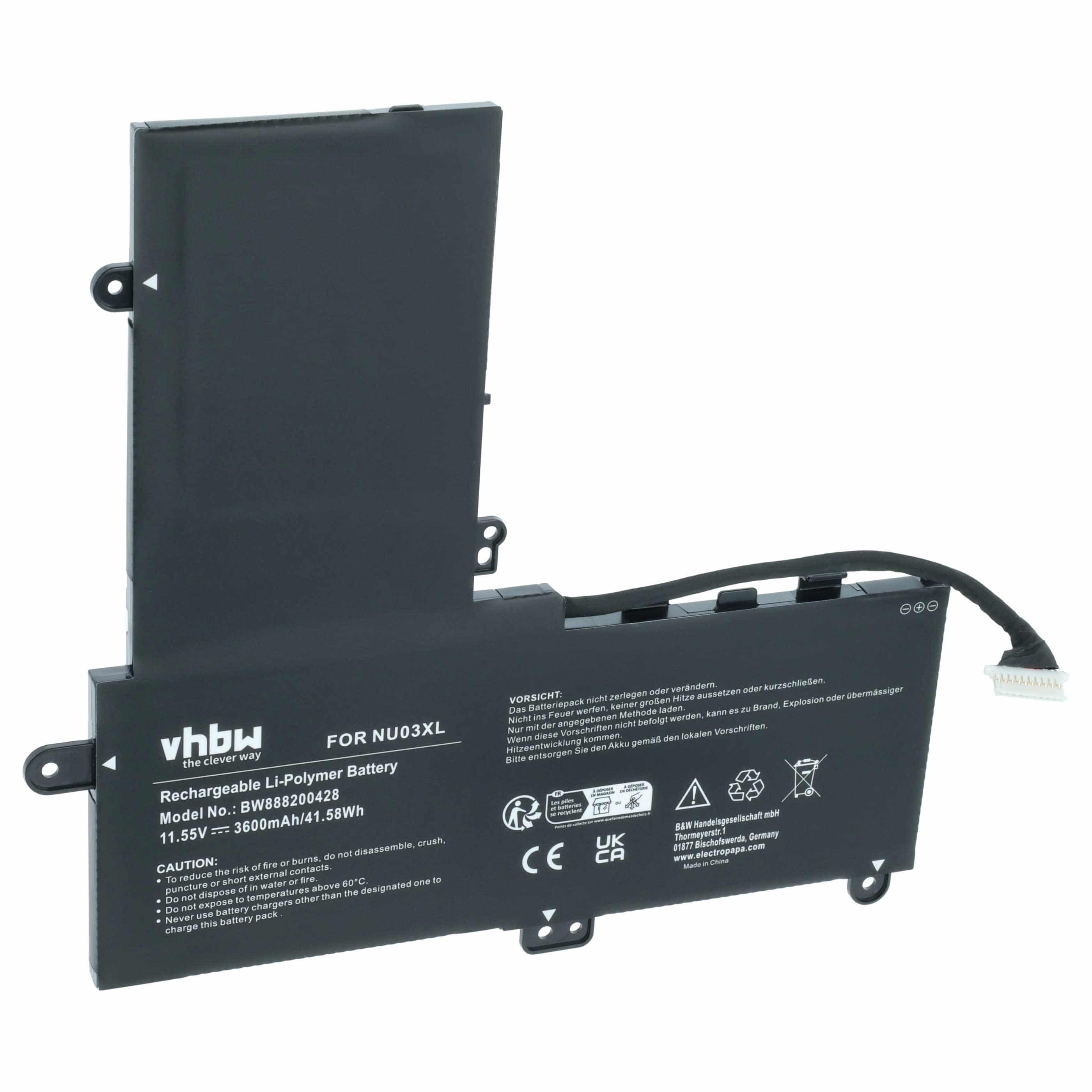 Akumulator do laptopa zamiennik HP 843536-541, 844201-850, 844201-855 - 3600 mAh 11,55 V Li-Ion, czarny