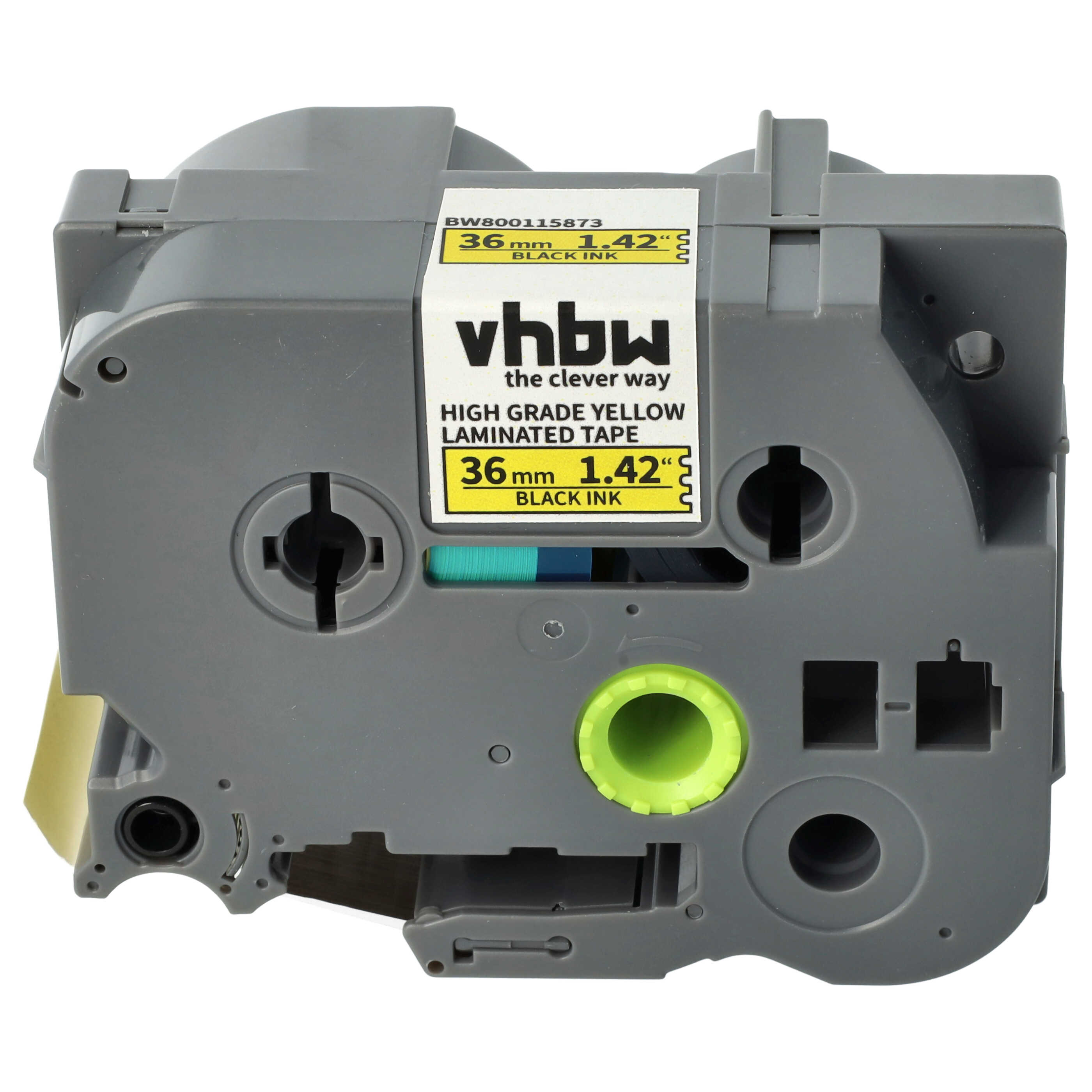 Label Tape as Replacement for Brother HGE-661 - 36 mm Black to Yellow, plastic