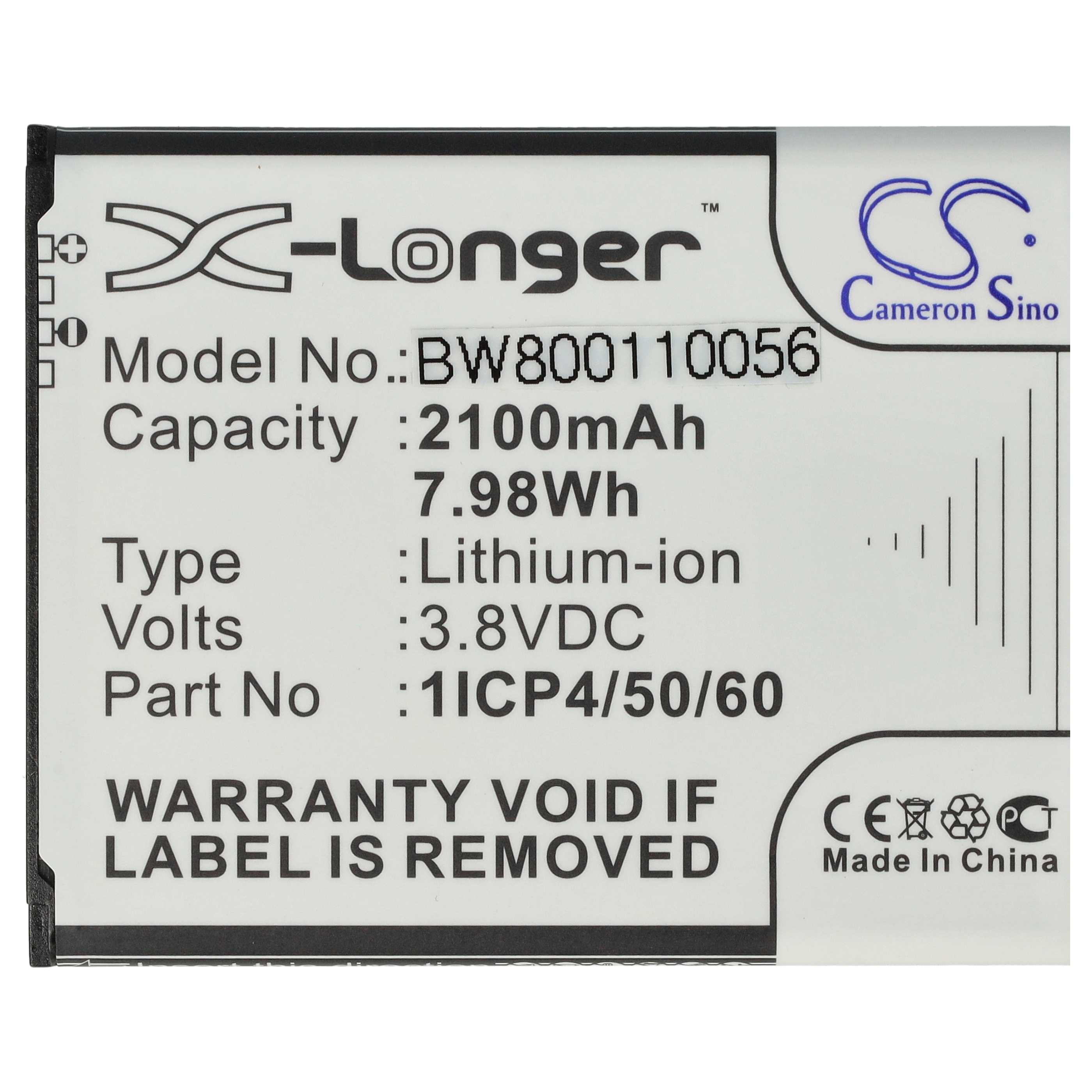 Baby Monitor Battery replaces 1ICP4/50/60-210AR - 2100 mAh 3.8 V Li-Ion