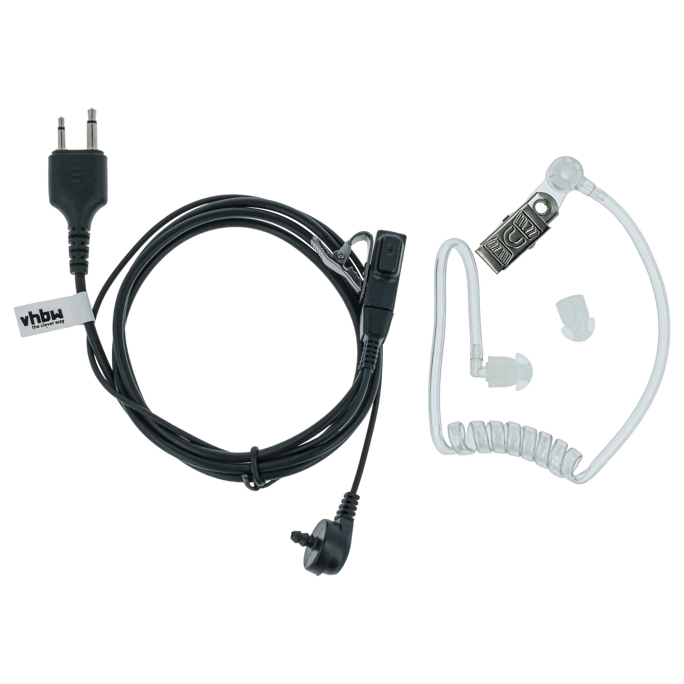 Security Radio Headset suitable for Icom IC-24AT - with PTT Microphone + Clip Mount + Phono Cable