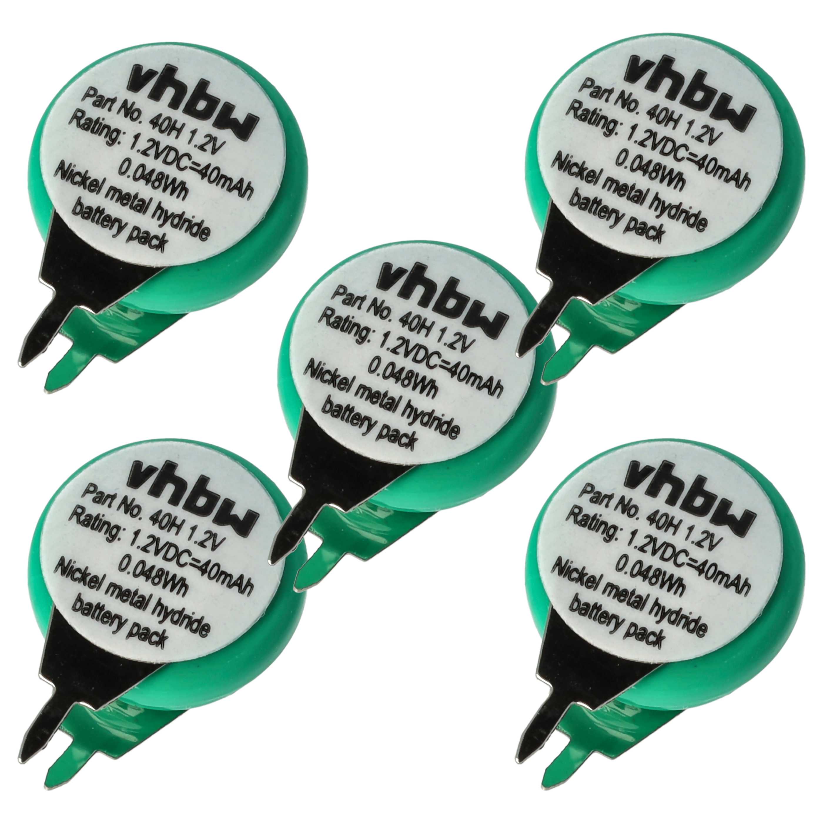 5x Batería reemplaza 1/V40H para modelismo, lámparas solares - 40 mAh 1,2 V NiMH 2 pins