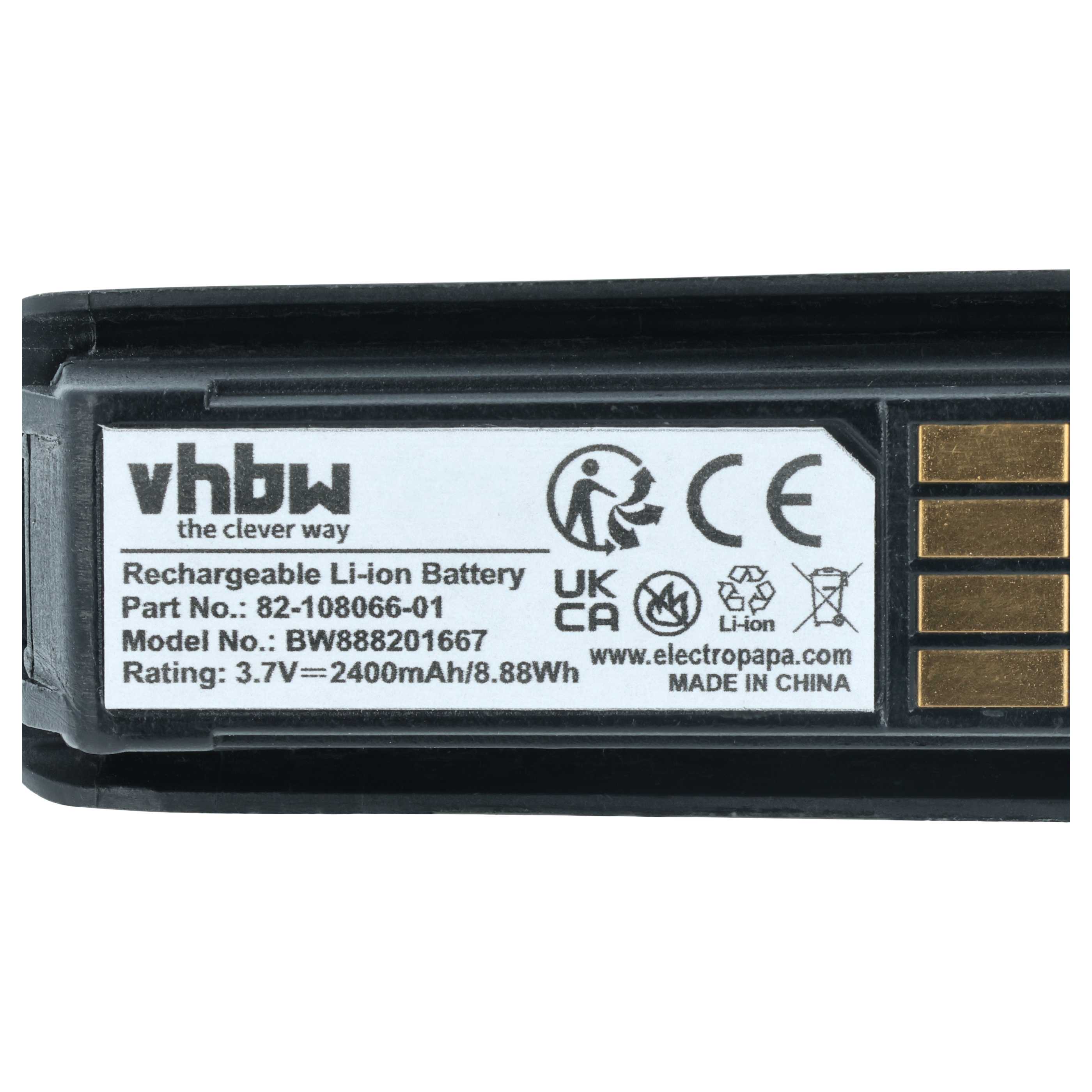 2x Battery replaces 82-108066-1, KT-BTYMT-01R, 82-108066-01 for Symbol Barcode Scanner POS - 2400 mAh 3.7 V