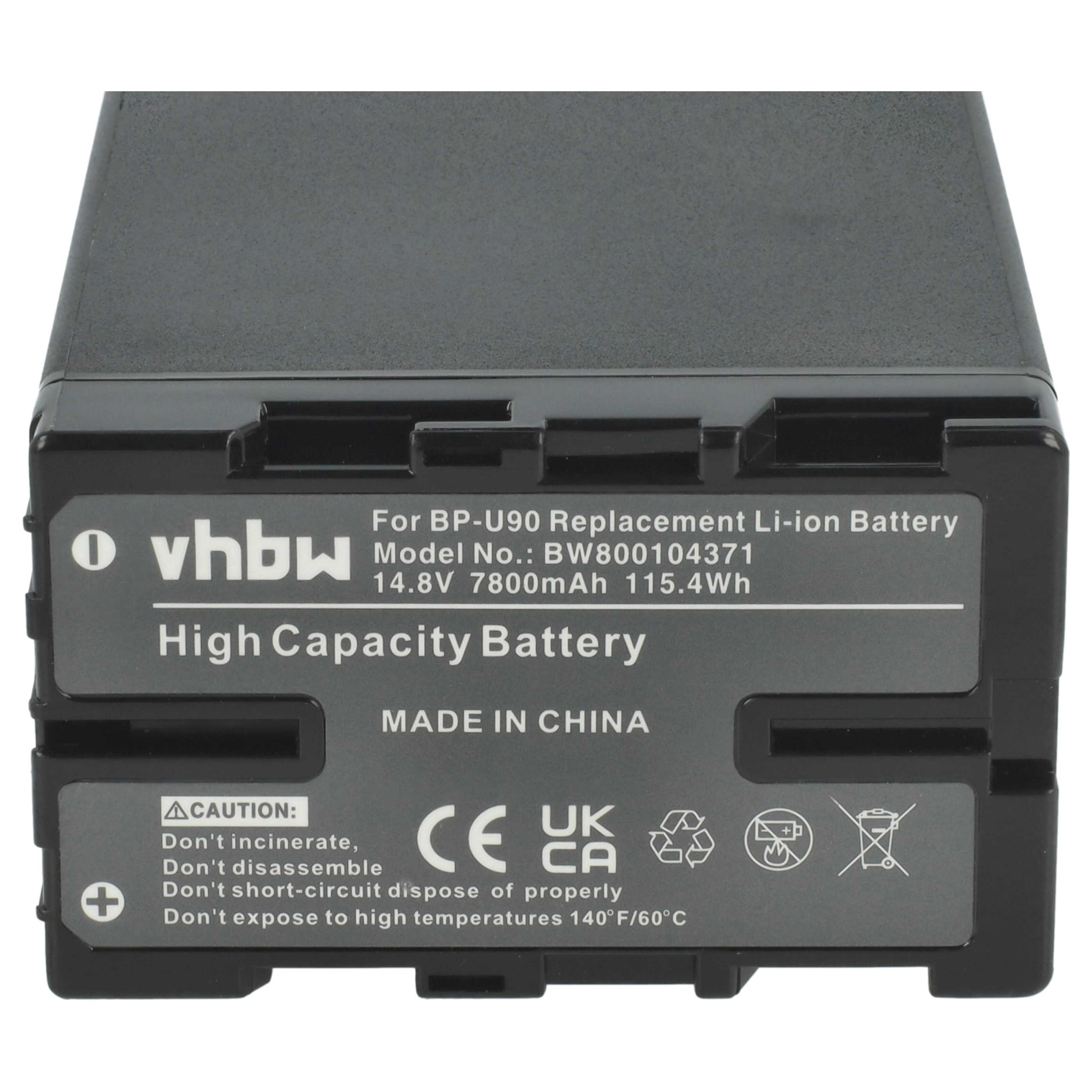 Videocamera 2x Battery replaces Sony BP-U90, BP-U60, BP-U30, BP-U95 - 7800 mAh 14.8 V Li-Ion