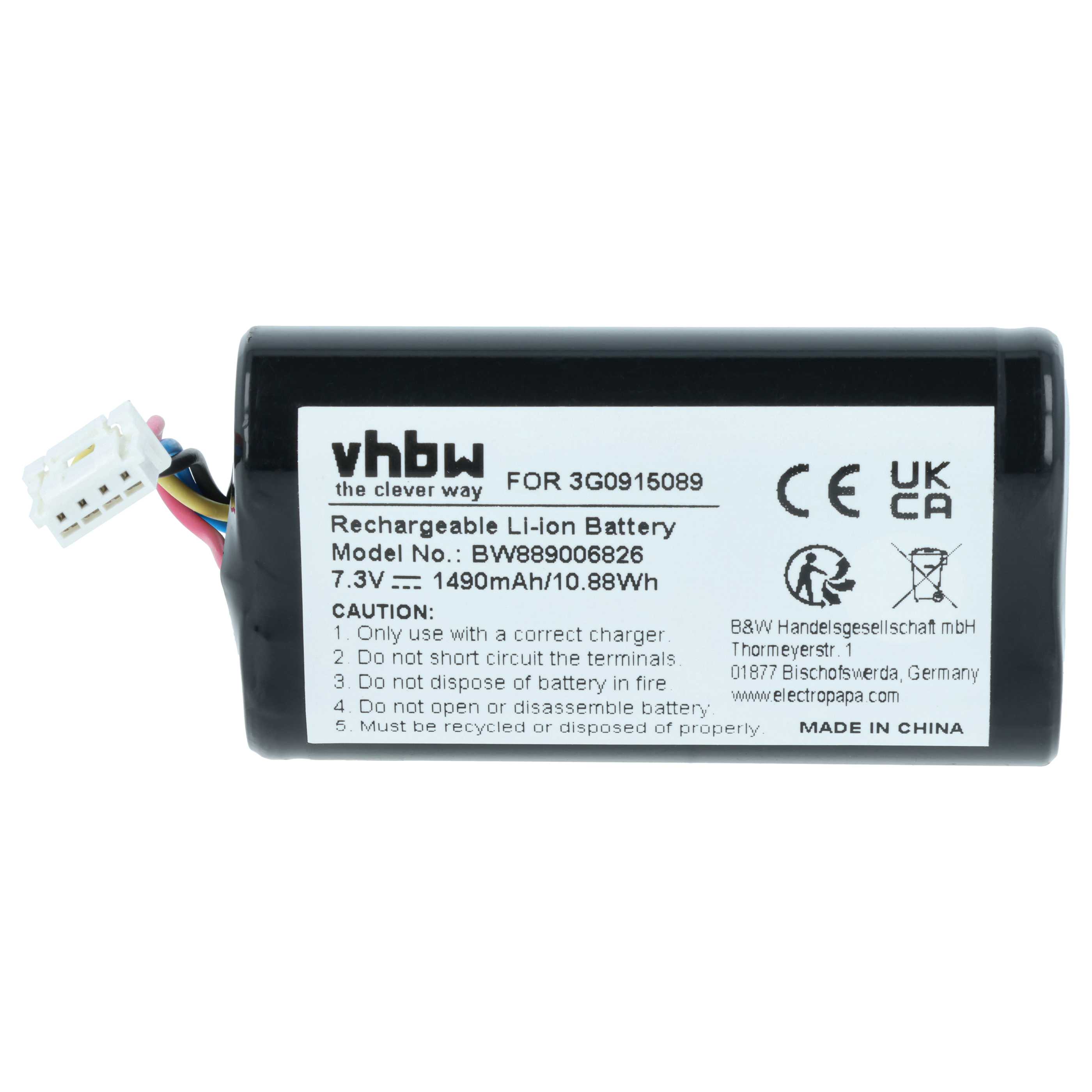 Mobile PC Battery replaces Audi 2GA915989, 3G0915089 - 1.49 Ah 7.3 V Li-Ion