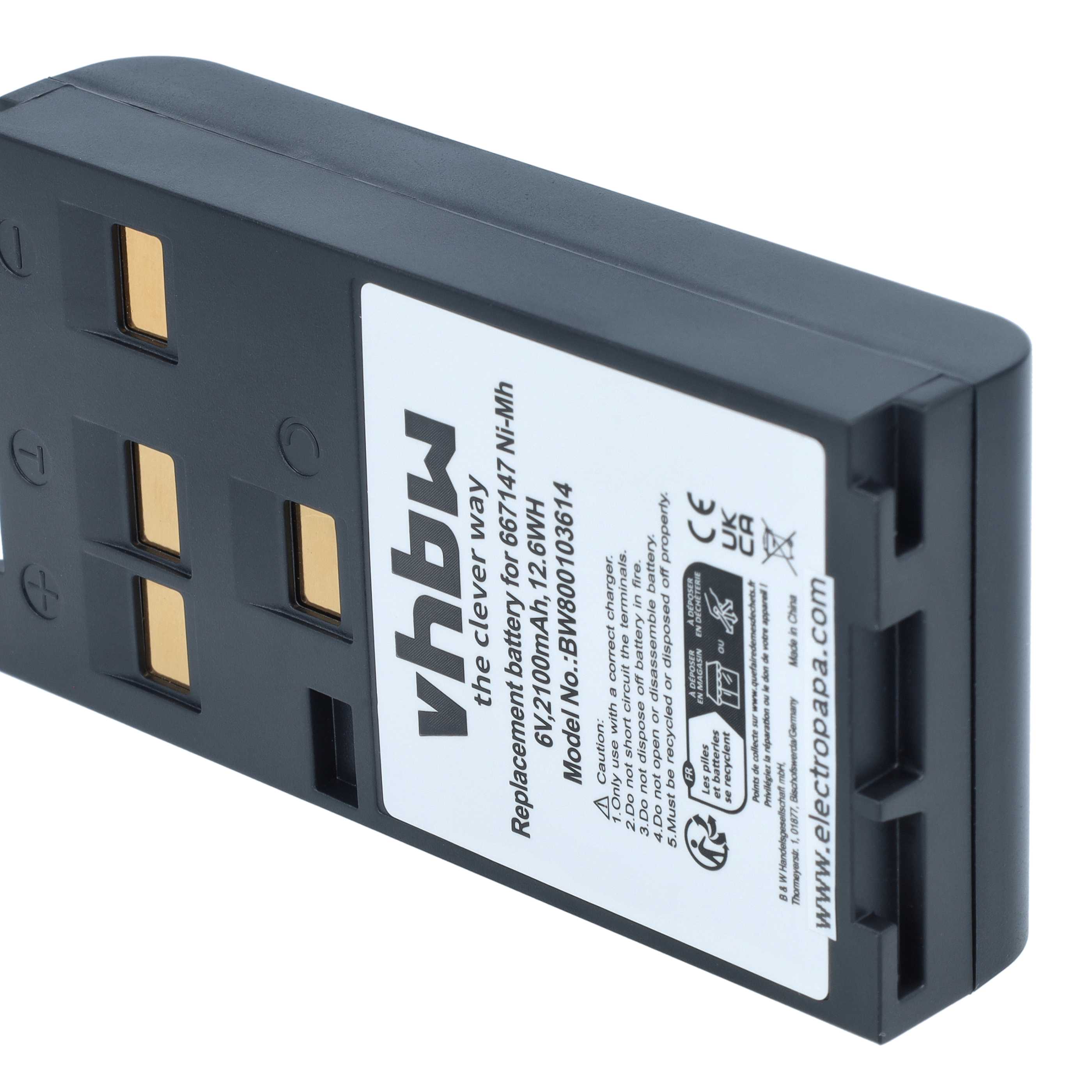 Laser Battery replaces Leica 667318, GEB121, 667147, GEB111 - 2100 mAh 6 V NiMH
