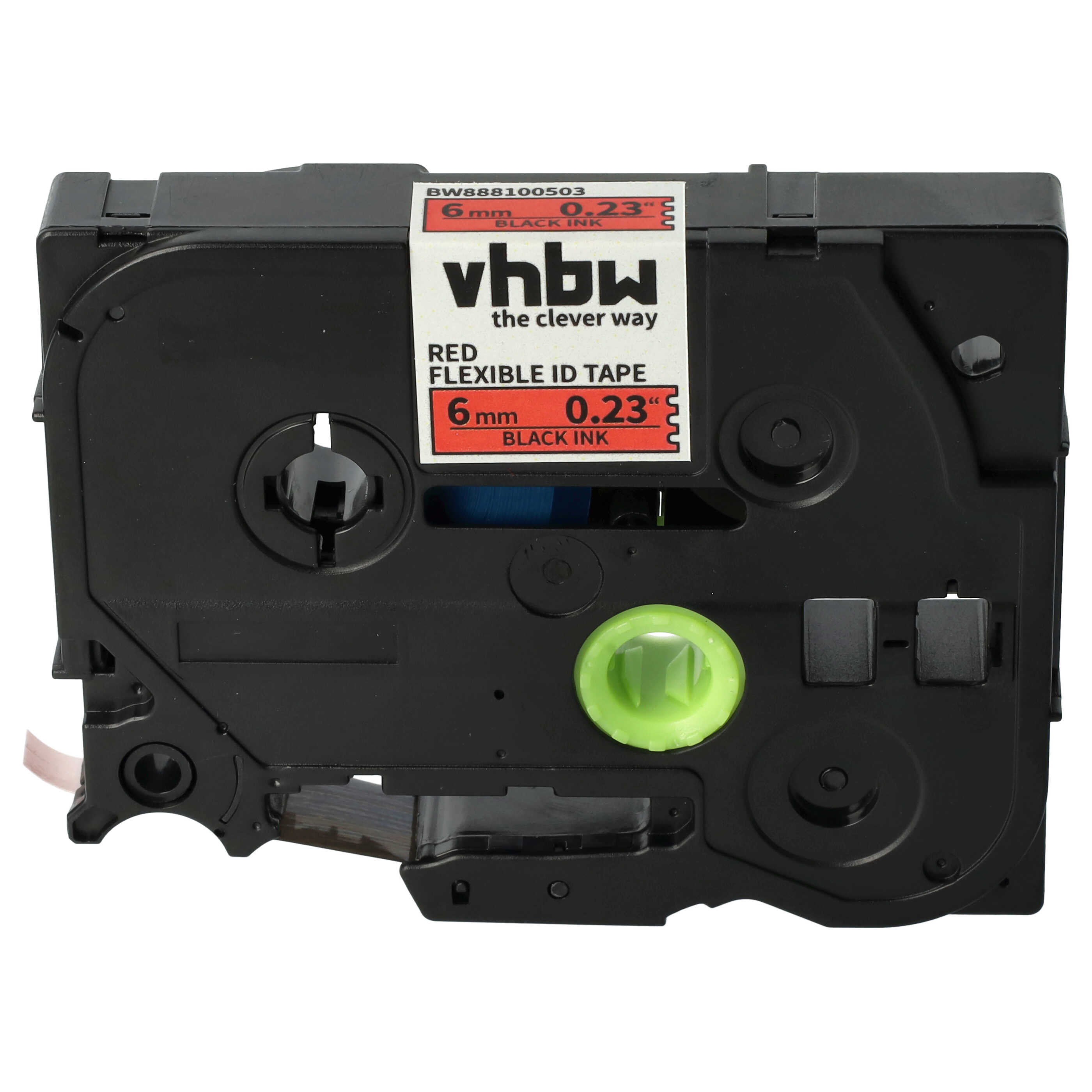 Label Tape as Replacement for Brother TZeFX411, TZFX411, TZ-FX411, TZE-FX411 - 6 mm Black to Red, Flexible
