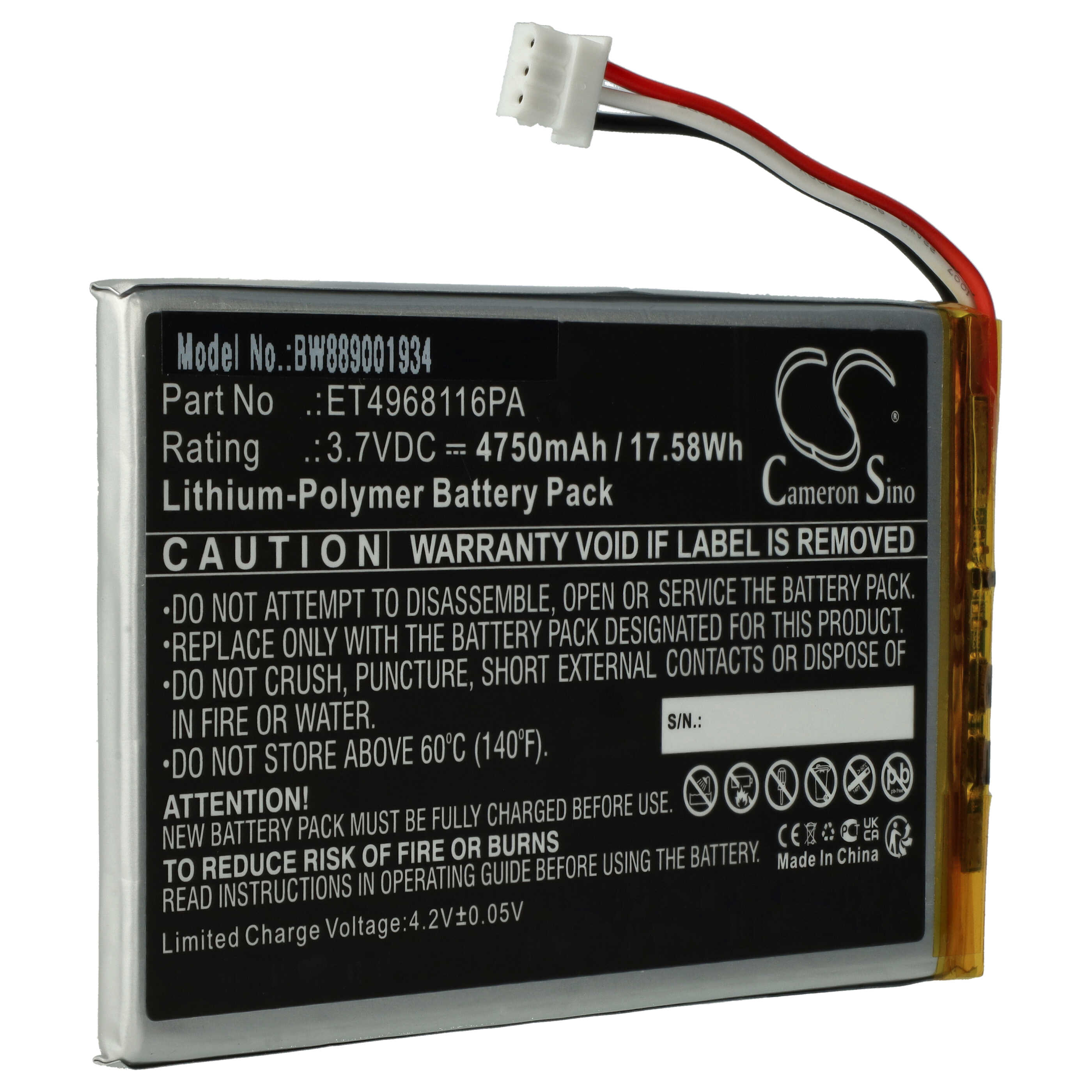 Electric Golf Caddy Battery replaces Voice Caddie ET4968116PA - 4750mAh, 3.7V