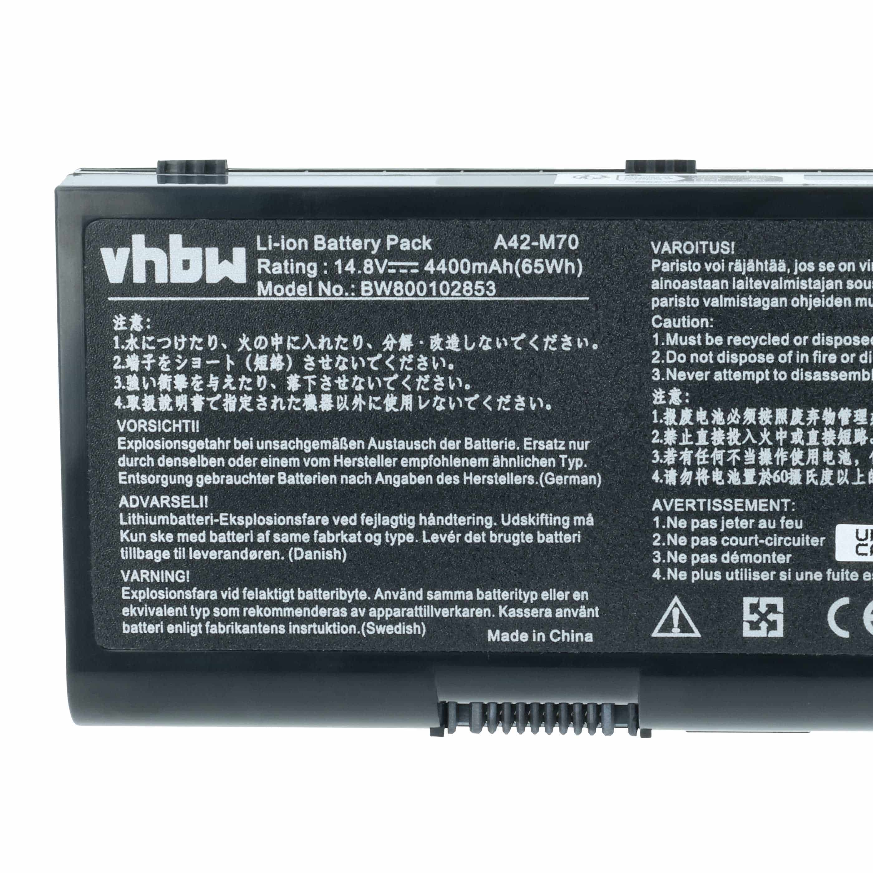 Akumulator do laptopa zamiennik Asus 15G10N3792T0, 07G0165A1875, 07G016WQ1865 - 4400 mAh 14,8 V Li-Ion, czarny