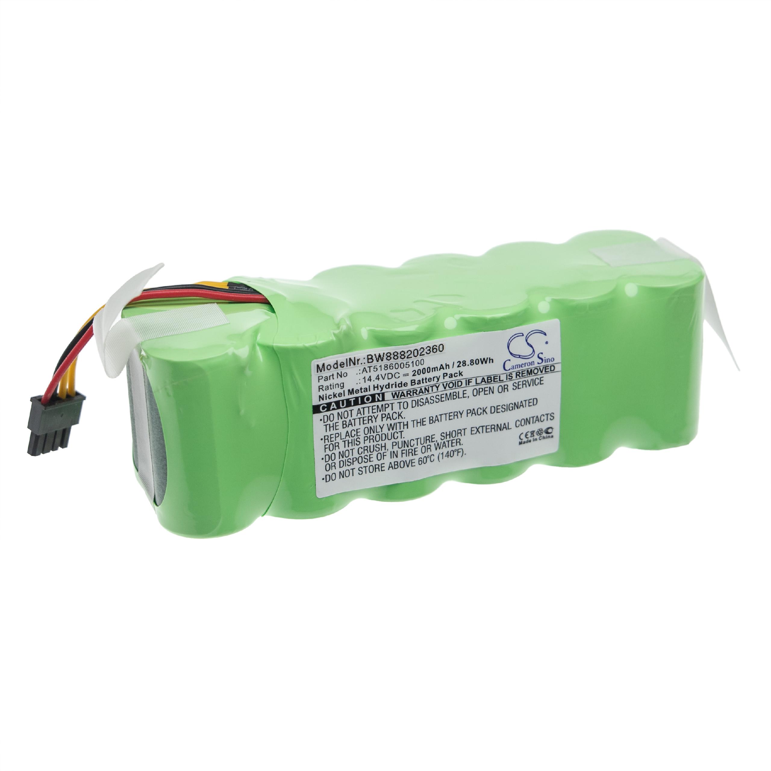 Batterie remplace Ariete AT5186005100 pour robot aspirateur - 2000mAh 14,4V NiMH
