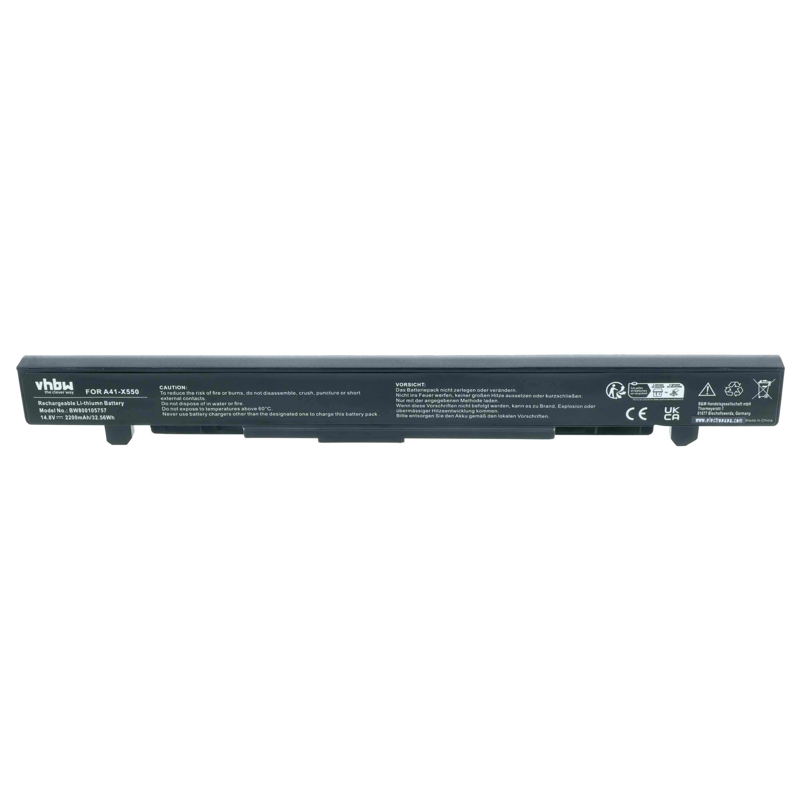Batteria sostituisce Asus A41-X550A, A41-X550 per notebook - 2200mAh 14,8V Li-Ion nero