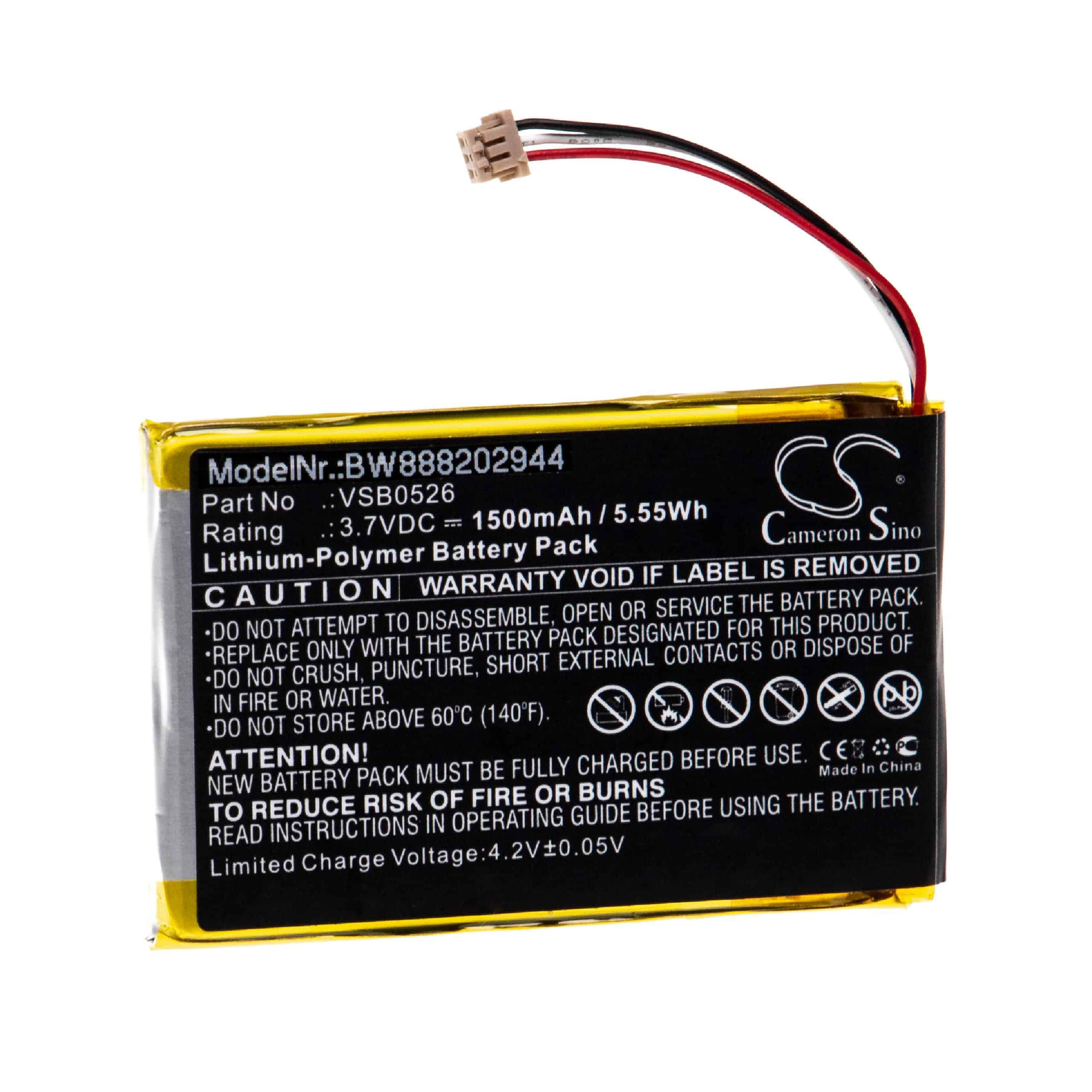 Battery Replacement for Panasonic VSB0526 - 1500mAh, 3.7V, Li-polymer