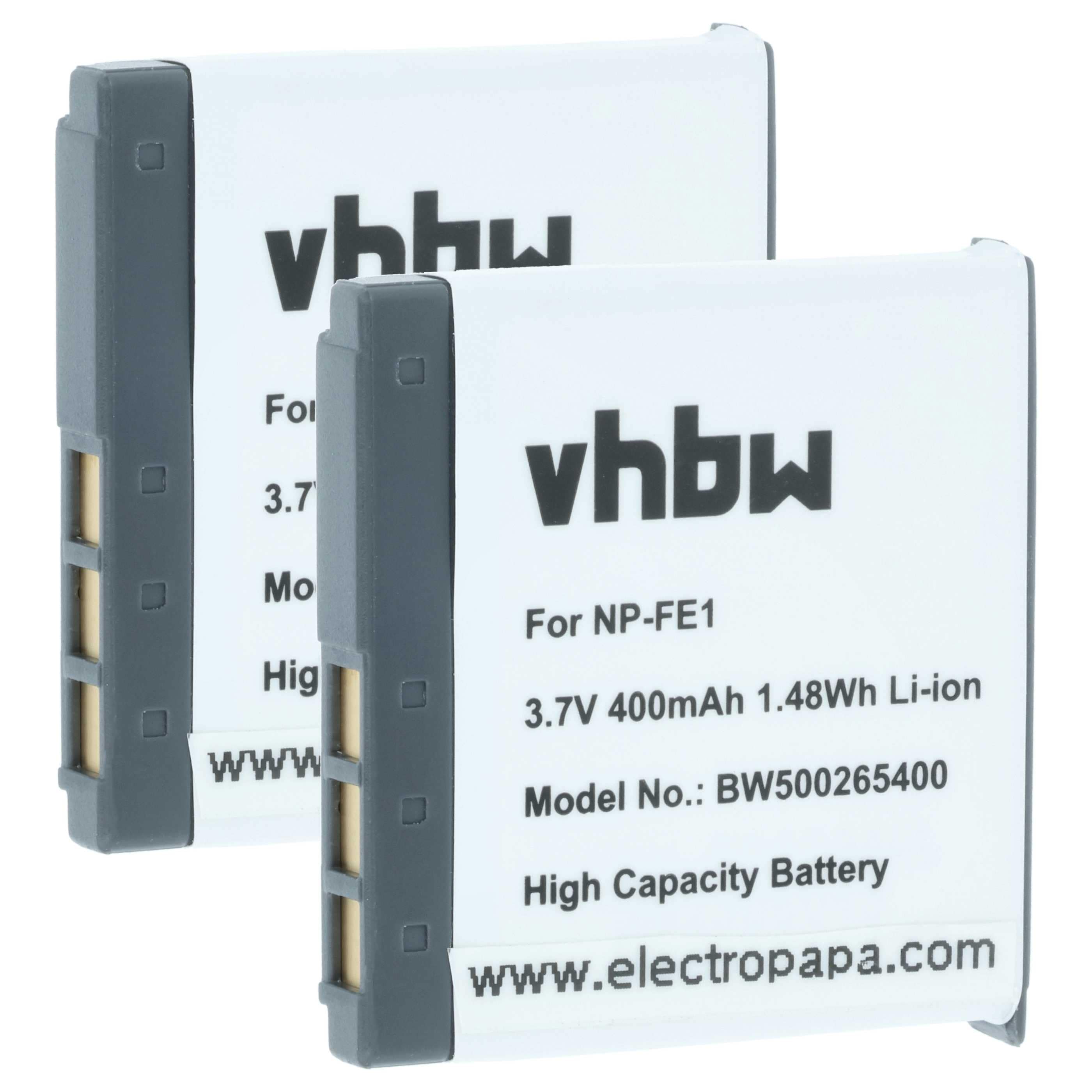 2x Battery replaces Sony NP-FE1 - 370mAh, 3.6V, Li-Ion