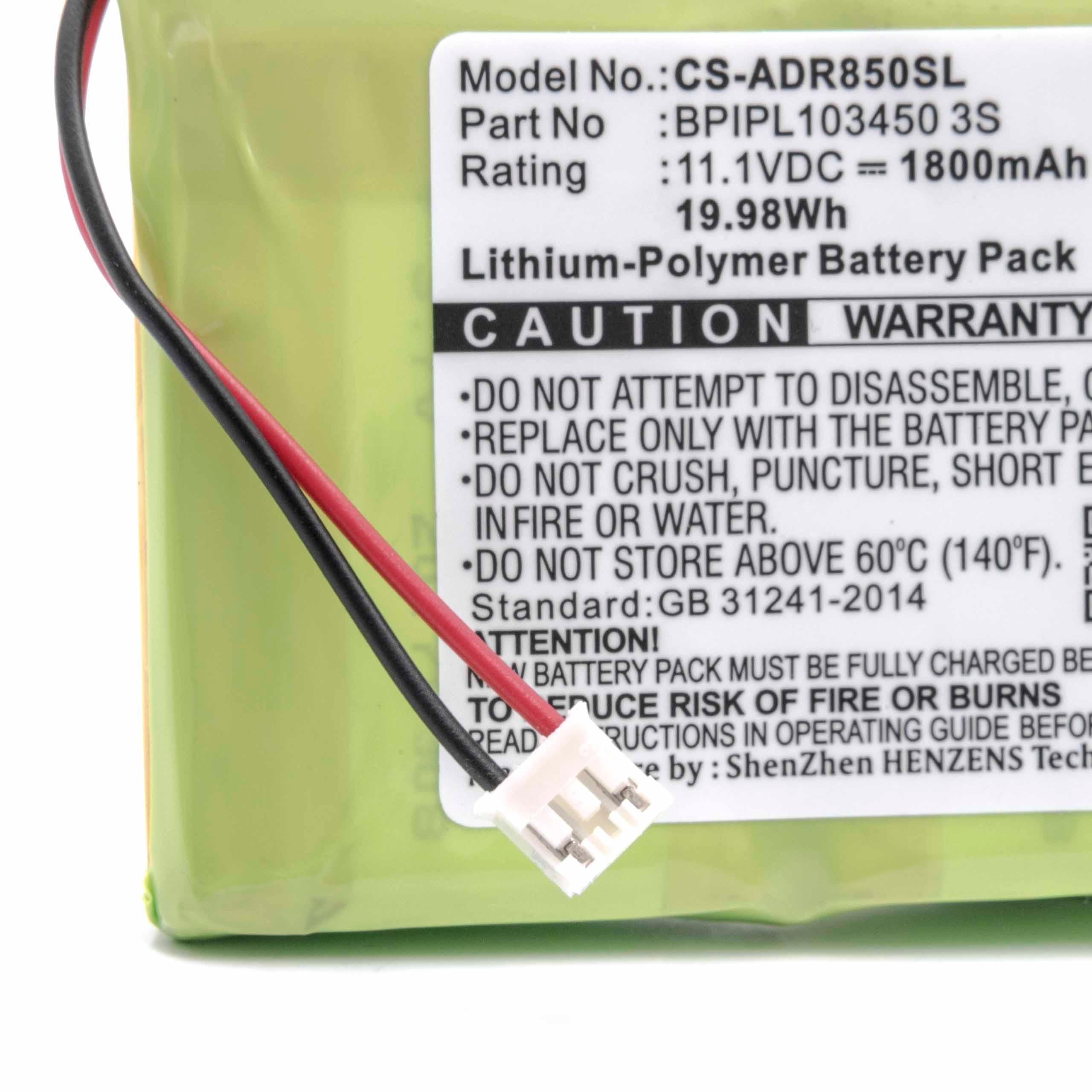 Batterie remplace Albrecht BPIPL103450 3S pour radio - 1800mAh 11,1V Li-polymère