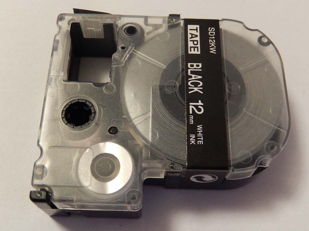 Cassette à ruban remplace Epson LC-4BWV - 12mm lettrage Blanc ruban Noir
