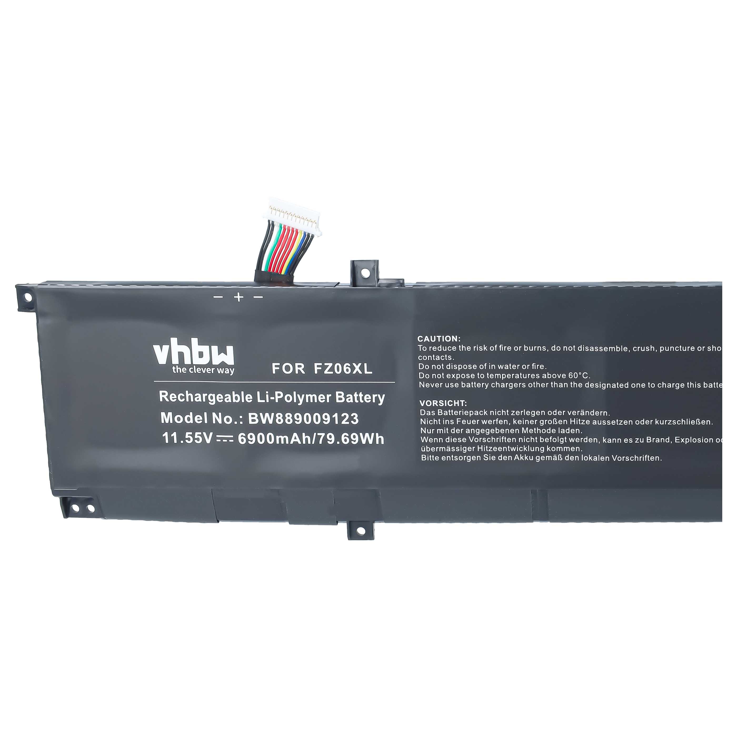 Notebook-Akku als Ersatz für HP FZ06XL, M47636-2D1, M47636-2C1, FZ06083XL für HP - 6900mAh 11,55V Li-Polymer