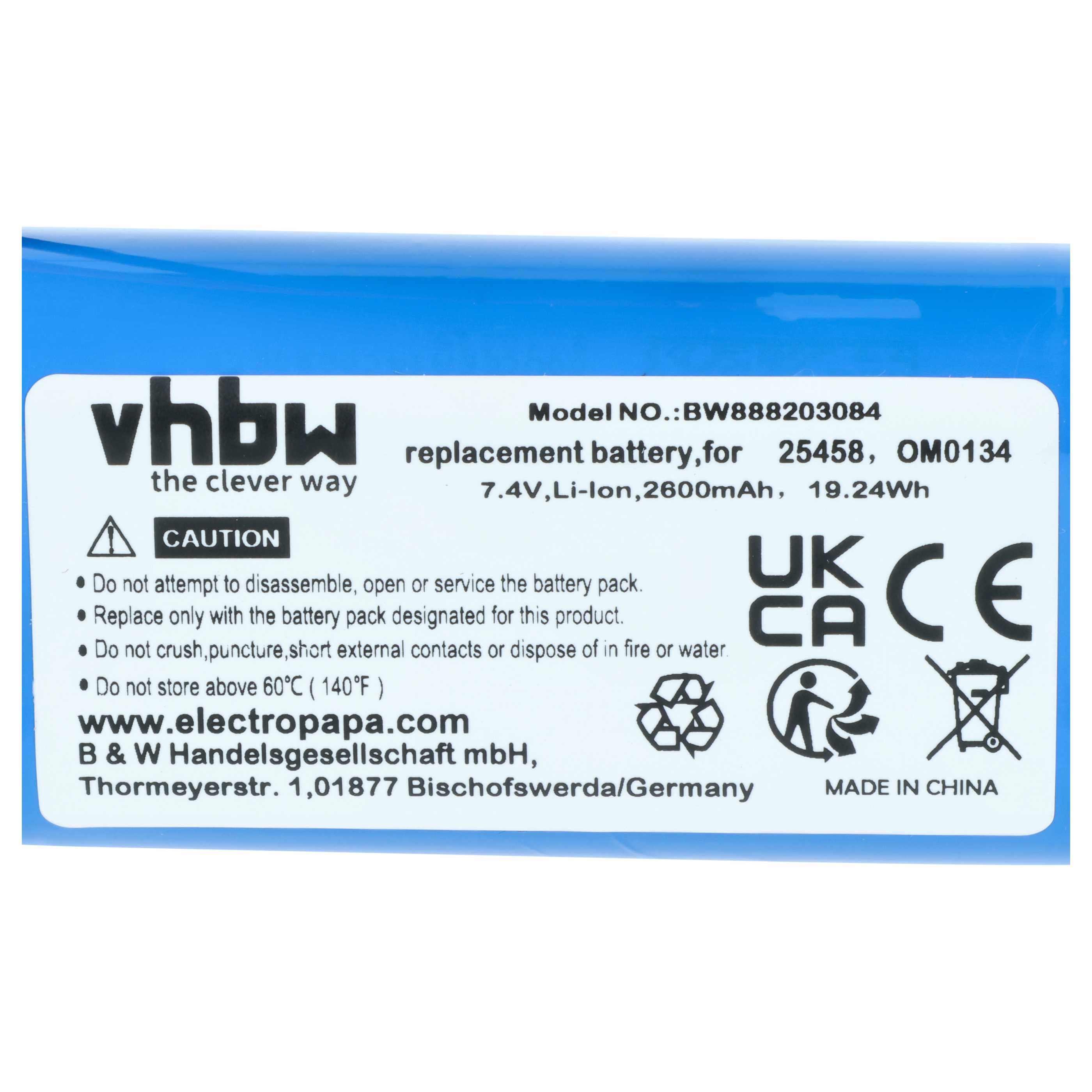 Medical Equipment Battery replaces SurgiTel OM0134, 25458 - 2600 mAh 7.4 V Li-Ion