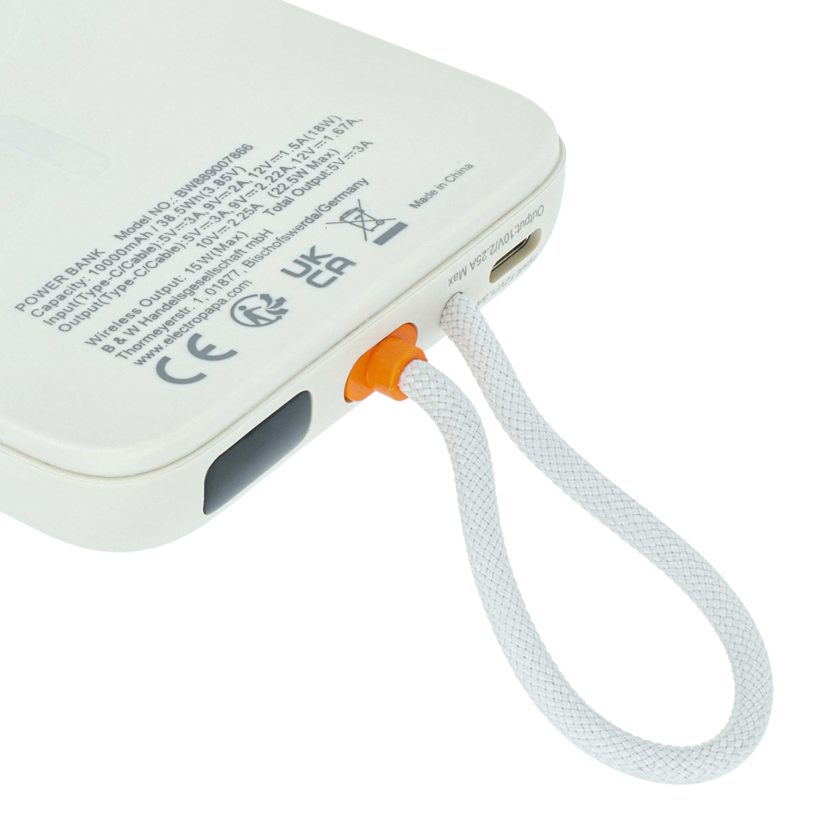 Magnetyczny bezprzewodowy powerbank 10000 mAh do np. iPhone, Samsung, Xiaomi - beżowy