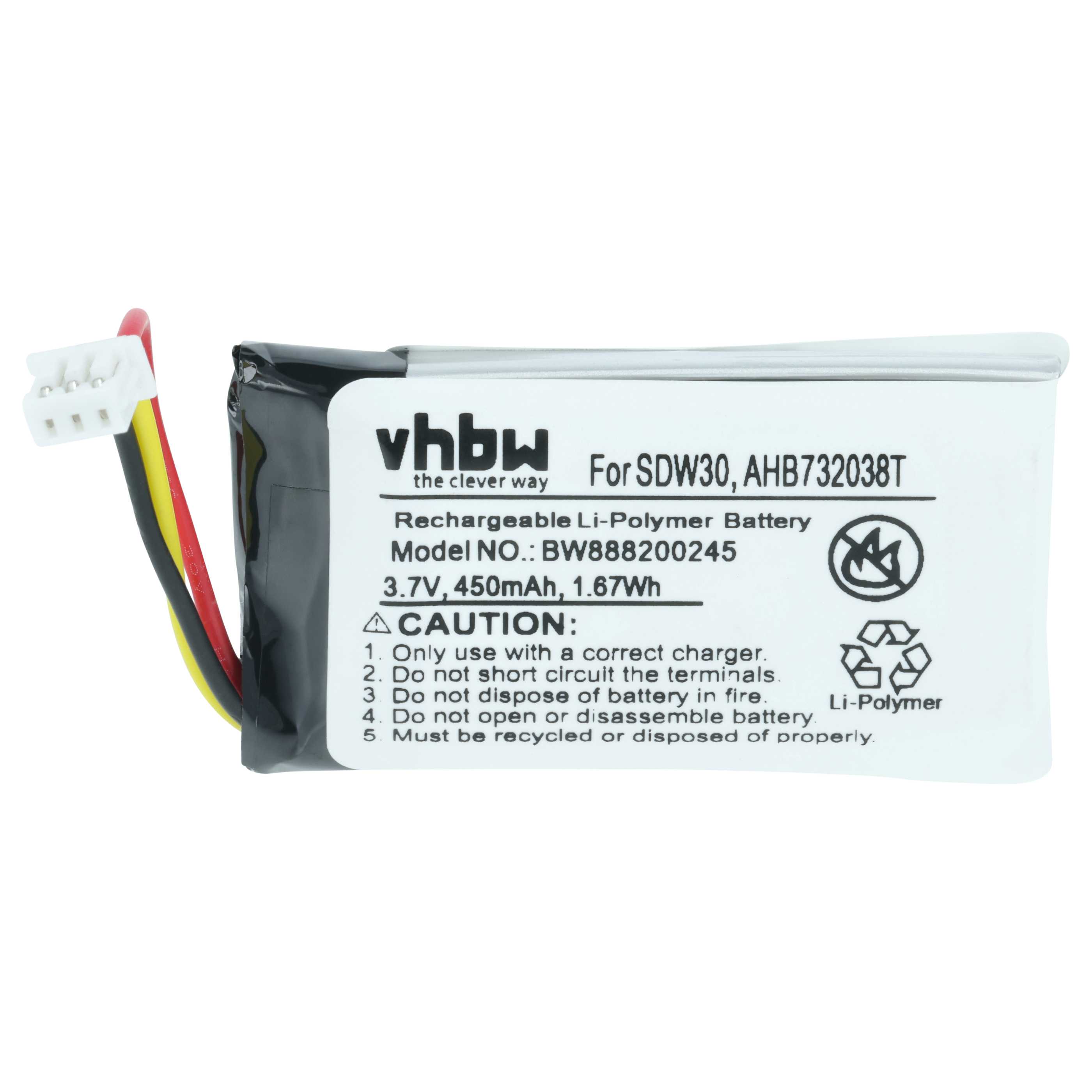 Akumulator do słuchawek bezprzewodowych zamiennik Sennheiser AHB732038T - 450 mAh 3,7 V LiPo